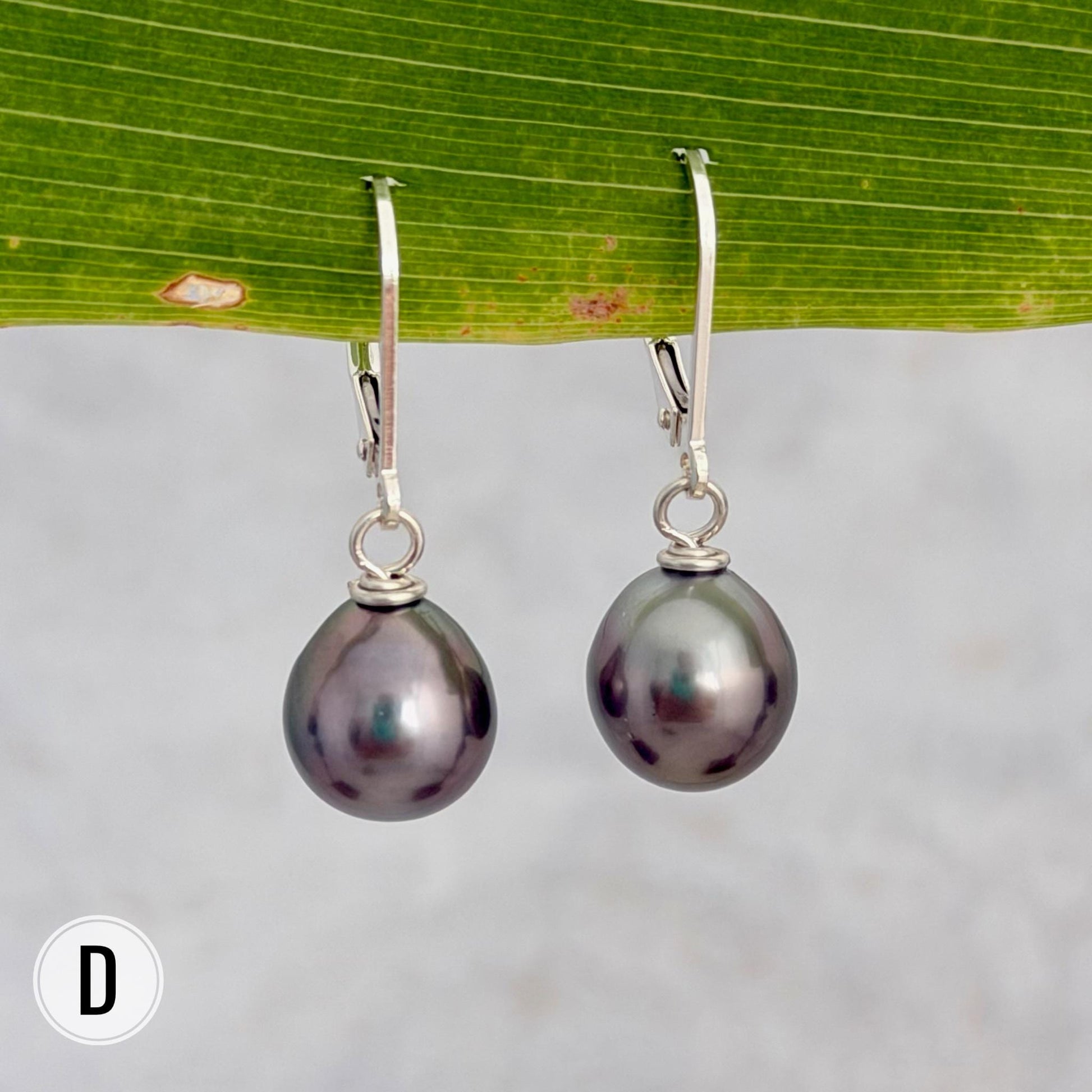 DOORBUSTER Tahitian Pearl Leverback Earrings • Sterling silver dangle jewelry
