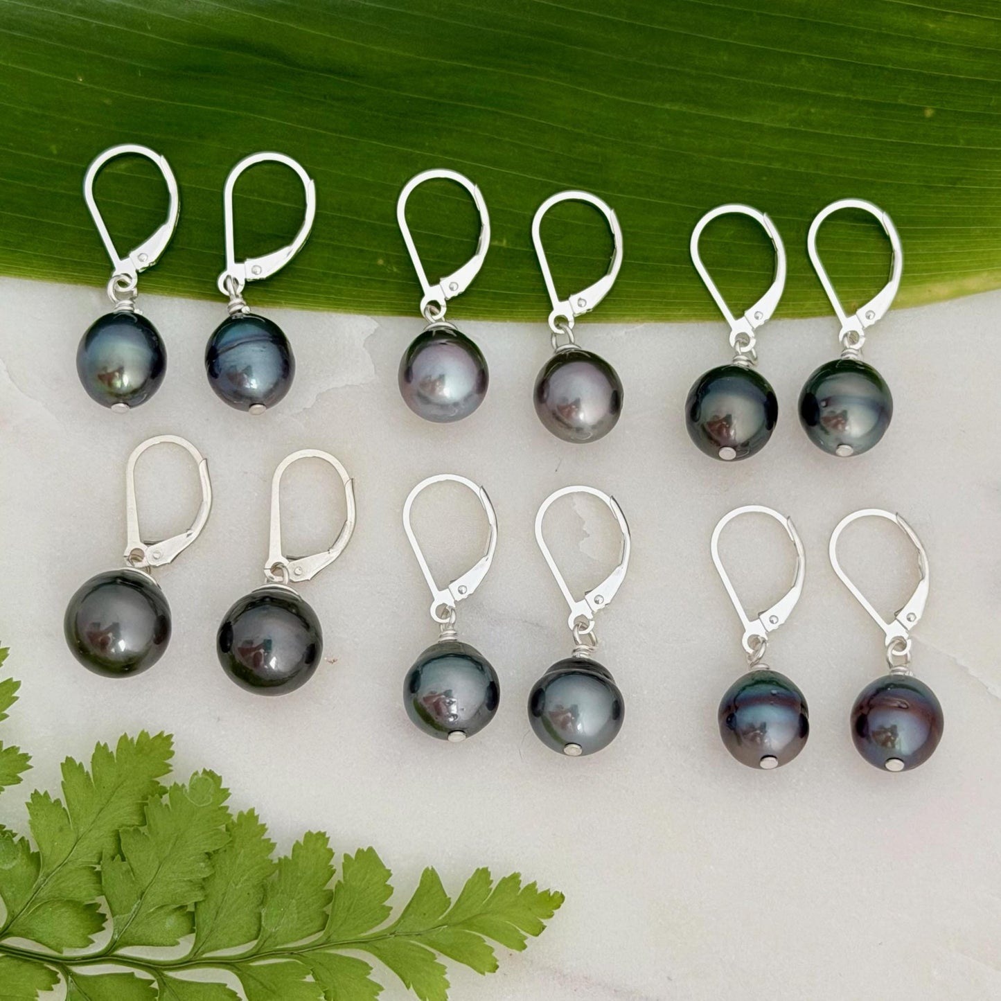 DOORBUSTER Tahitian Pearl Leverback Earrings • Sterling silver dangle jewelry
