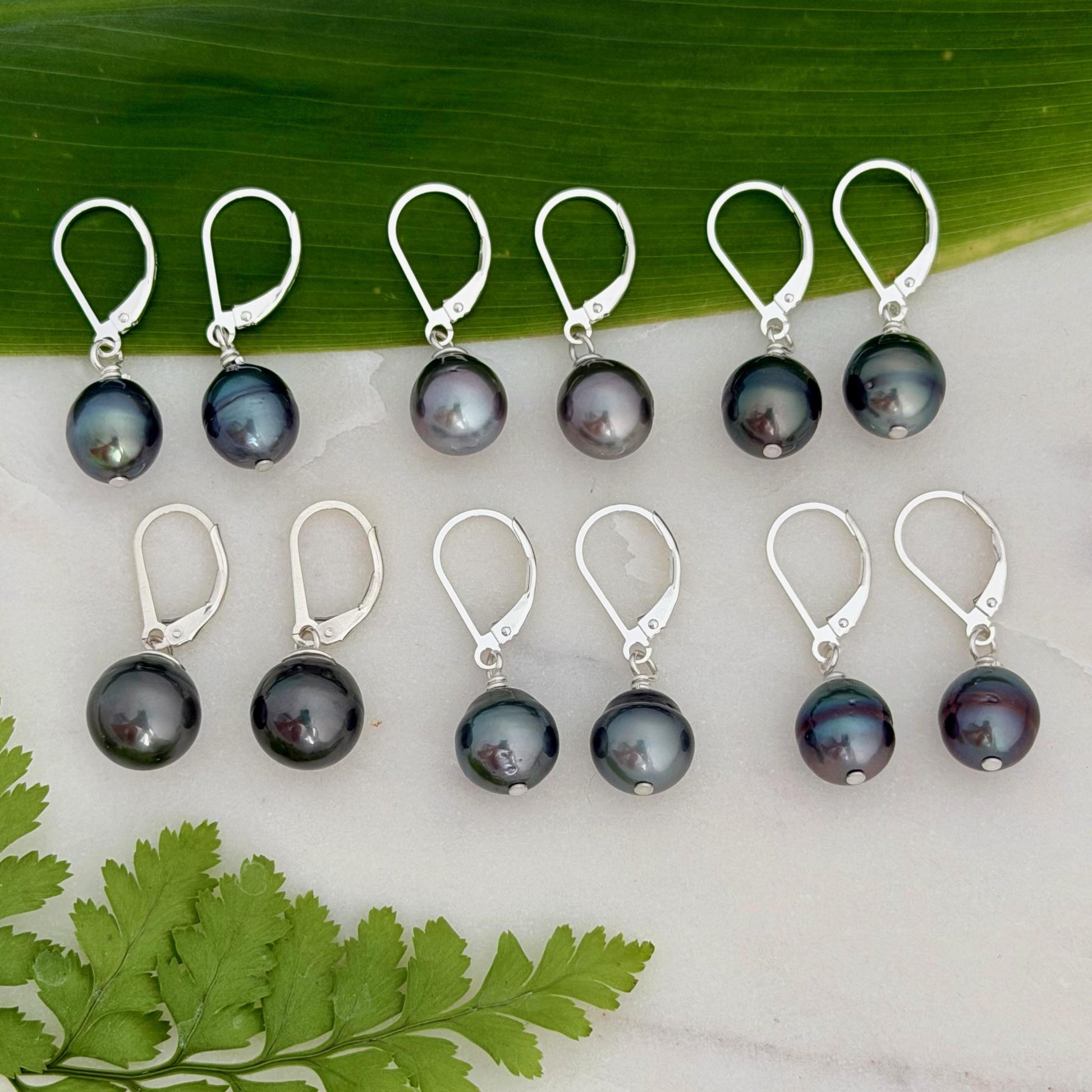 DOORBUSTER Tahitian Pearl Leverback Earrings • Sterling silver dangle jewelry