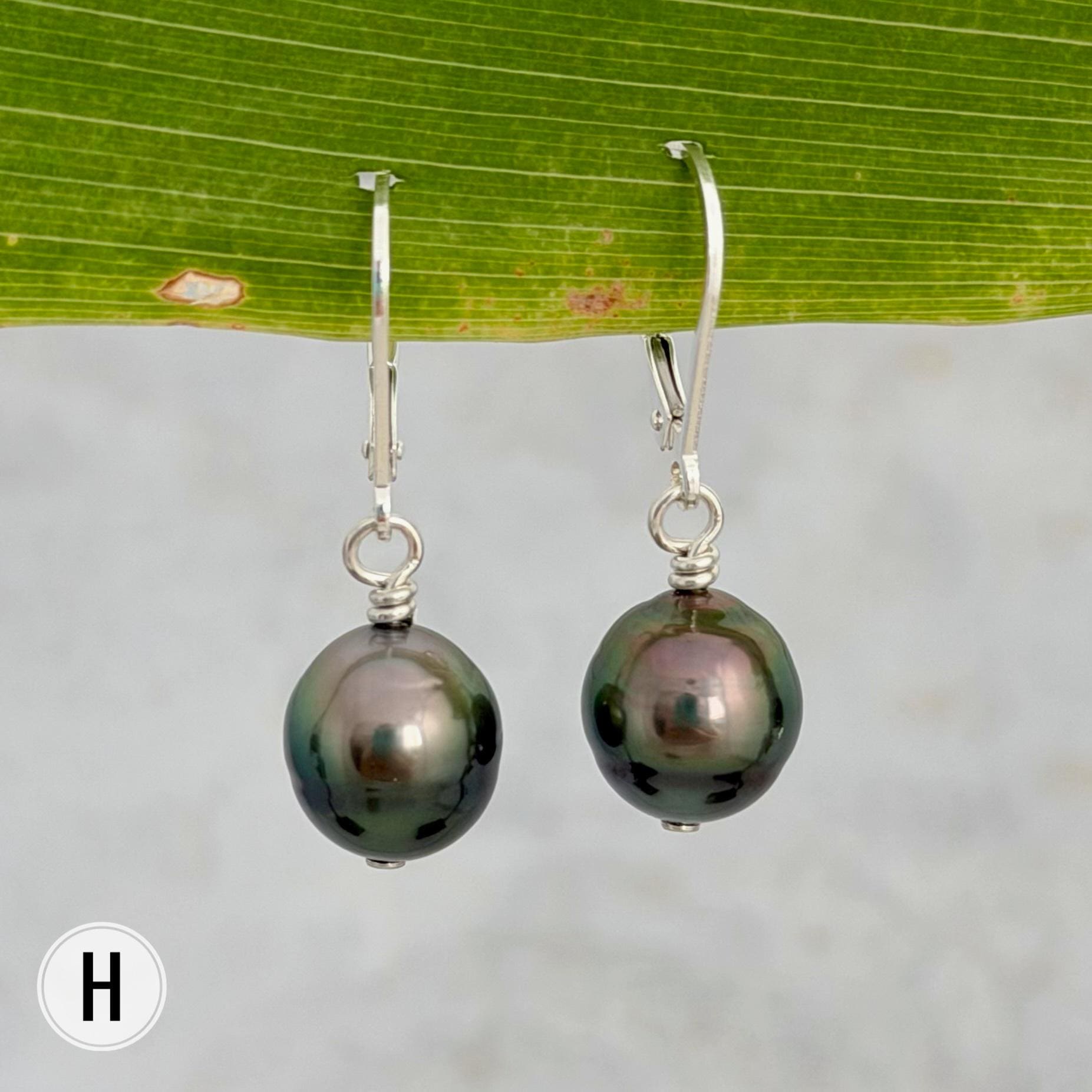 DOORBUSTER Tahitian Pearl Leverback Earrings • Sterling silver dangle jewelry