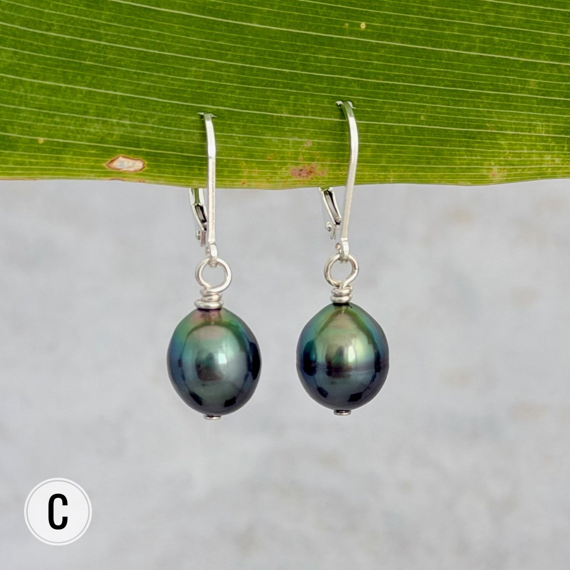 DOORBUSTER Tahitian Pearl Leverback Earrings • Sterling silver dangle jewelry