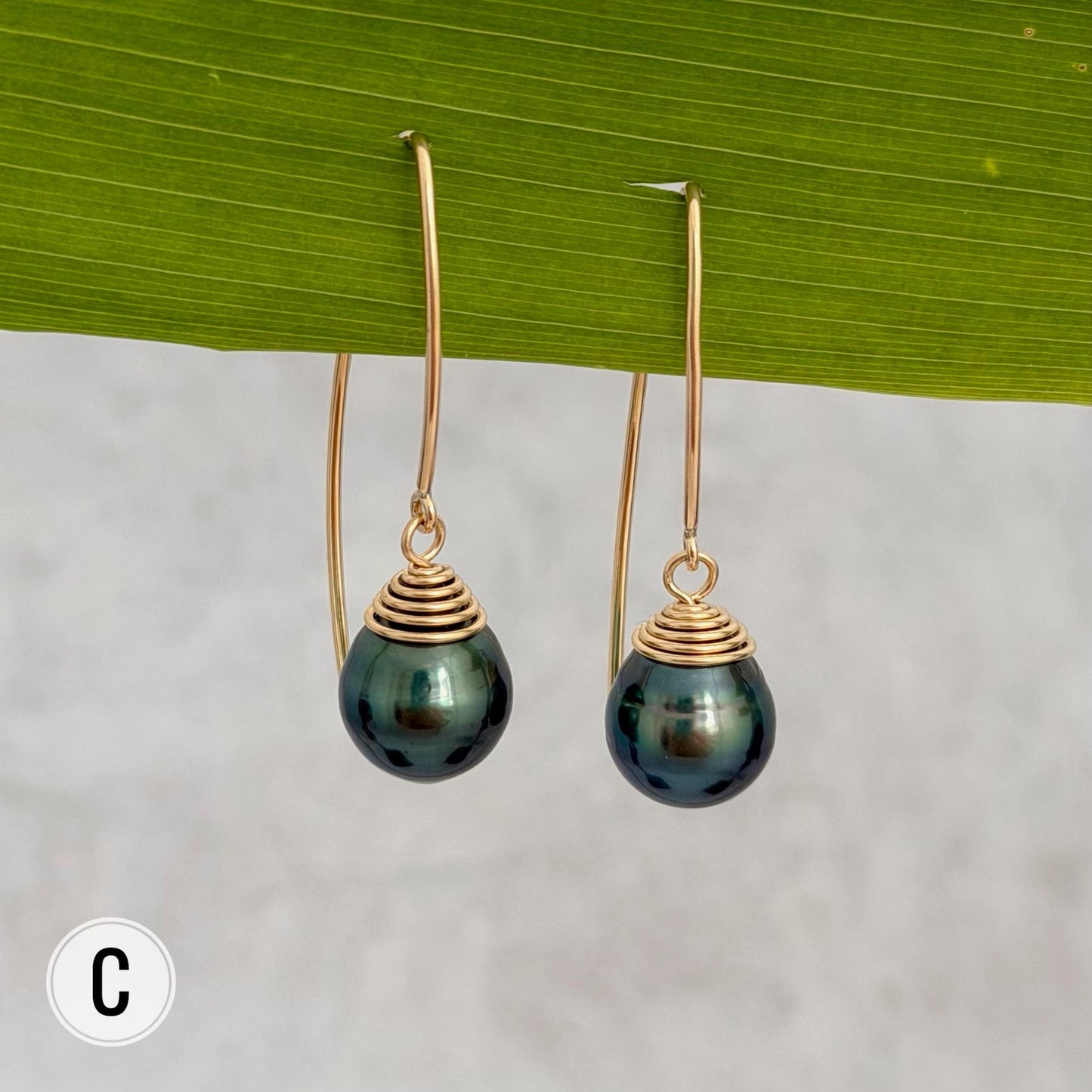Tahitian Pearl Dangle Earrings • Gold filled hooks • Marquise Style