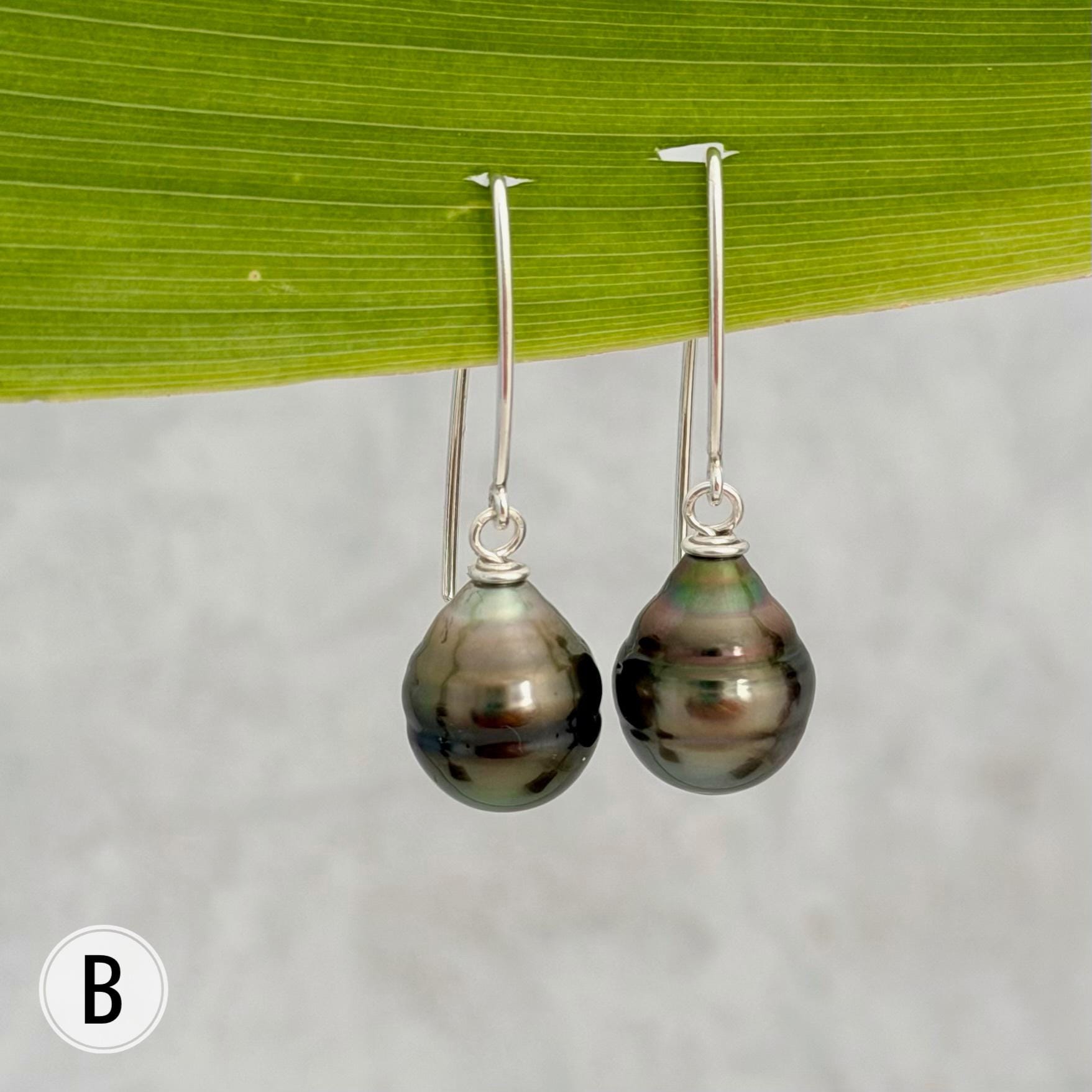 Tahitian Pearl Dangle Earrings • Gold filled and sterling silver hooks • Marquise Style