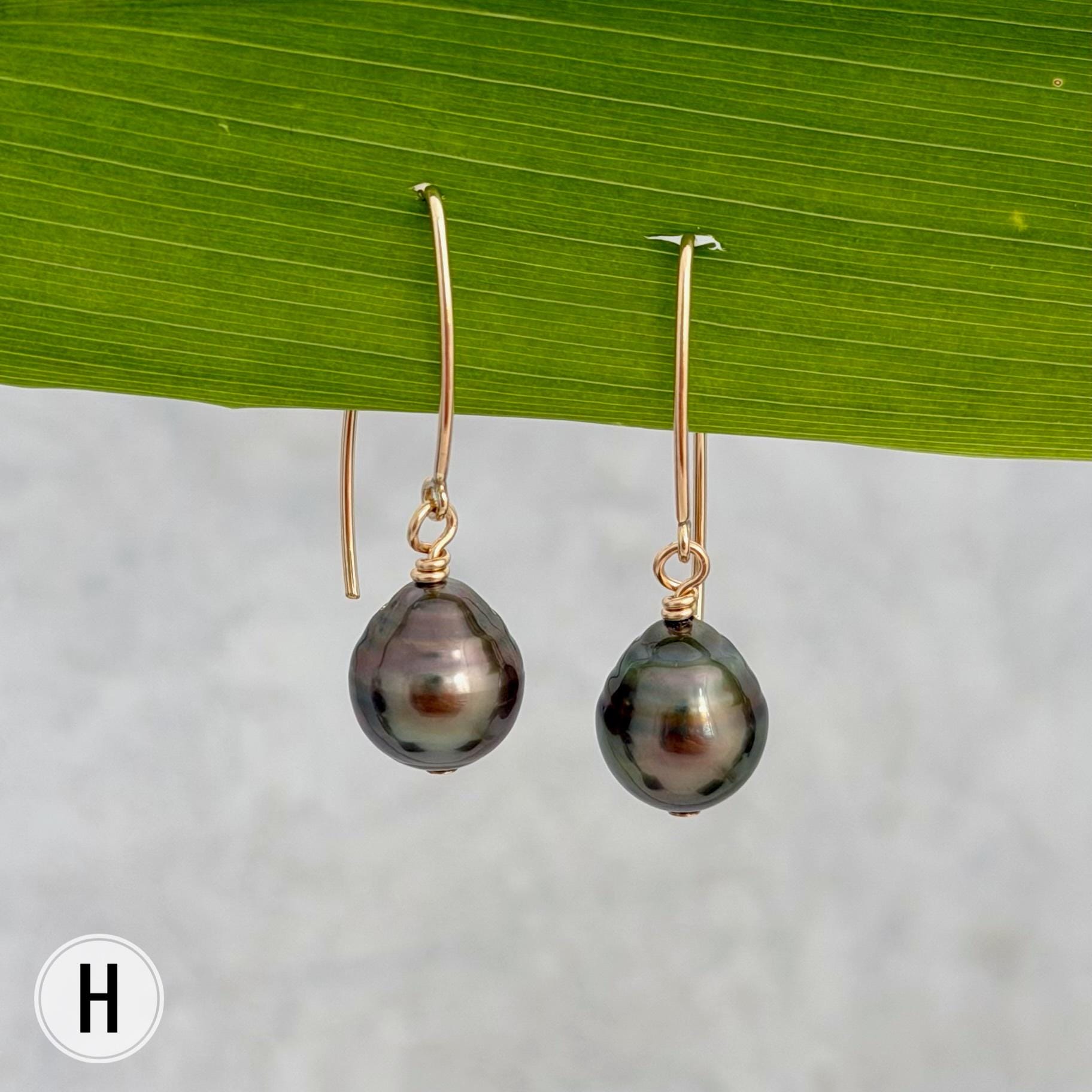 Tahitian Pearl Dangle Earrings • Gold filled and sterling silver hooks • Marquise Style