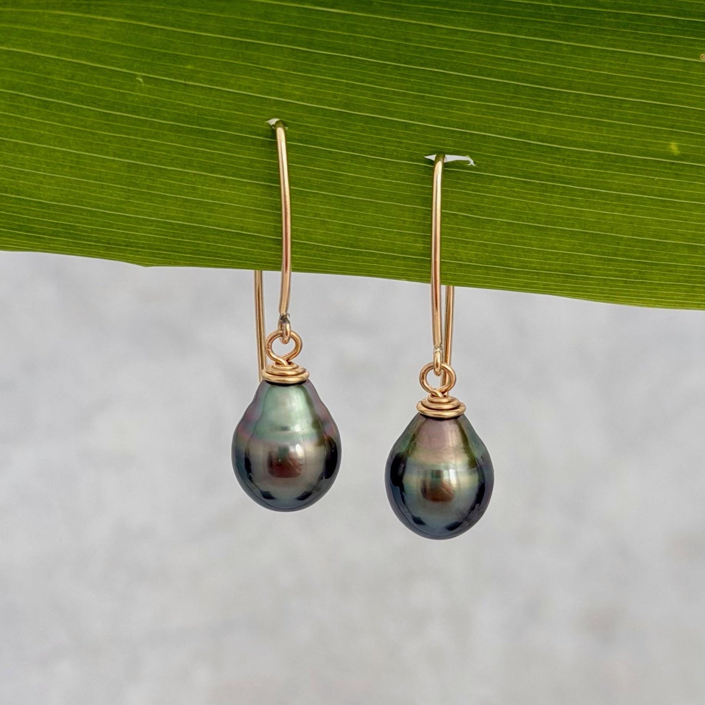 Tahitian Pearl Dangle Earrings • Gold filled and sterling silver hooks • Marquise Style