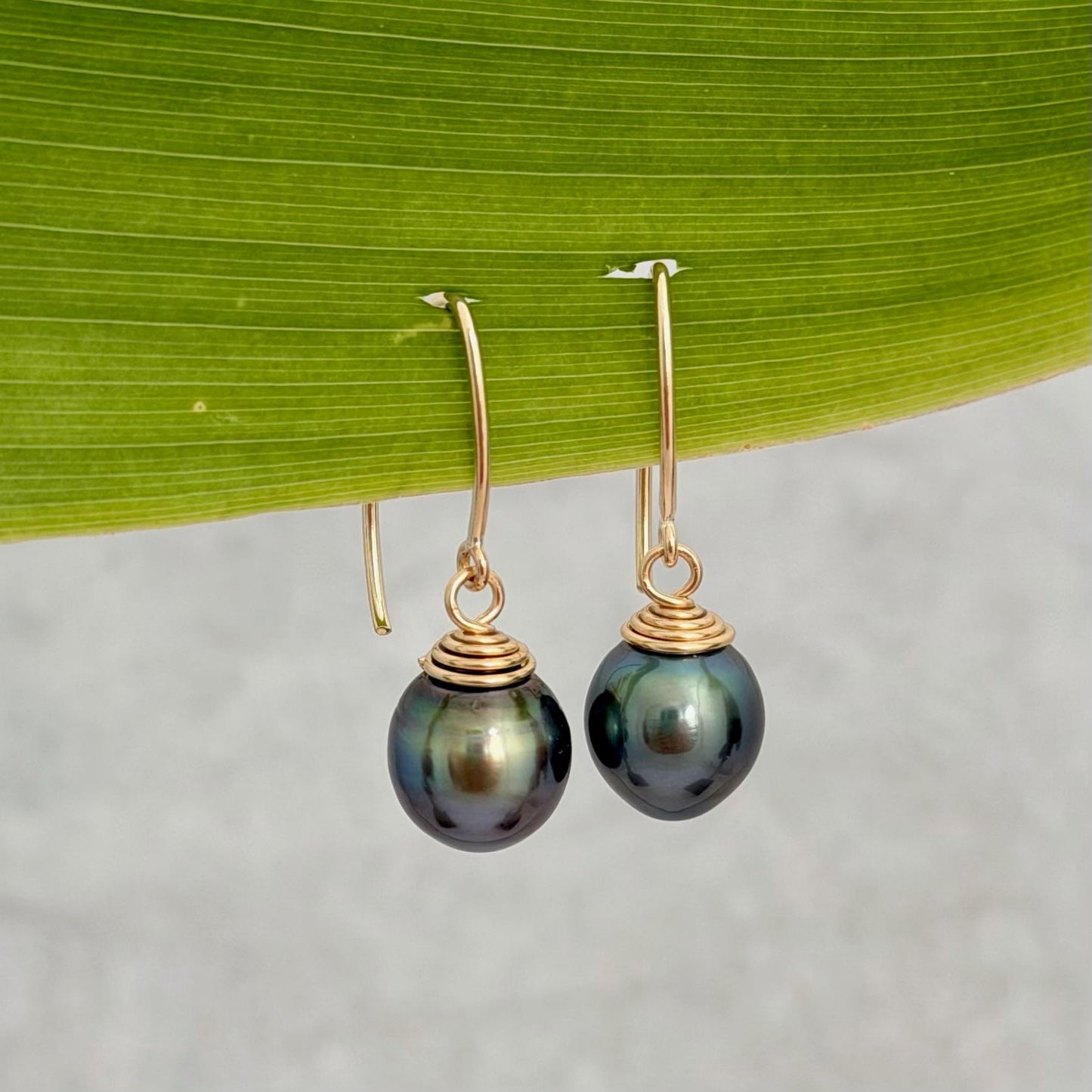 Tahitian Pearl Dangle Earrings • Gold filled or sterling silver hooks • Marquise Style
