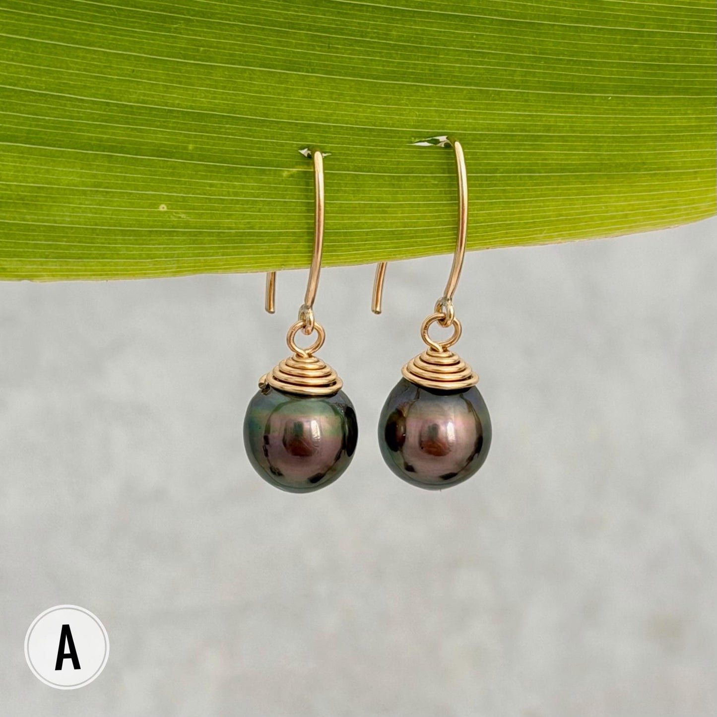 Tahitian Pearl Dangle Earrings • Gold filled or sterling silver hooks • Marquise Style