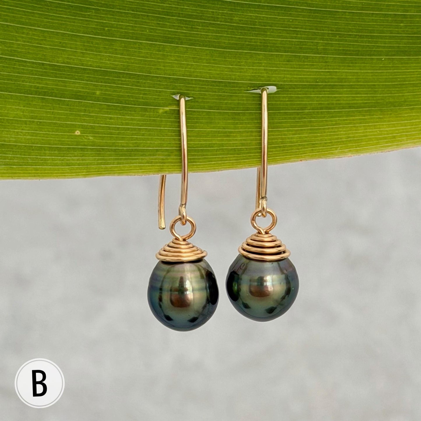 Tahitian Pearl Dangle Earrings • Gold filled or sterling silver hooks • Marquise Style