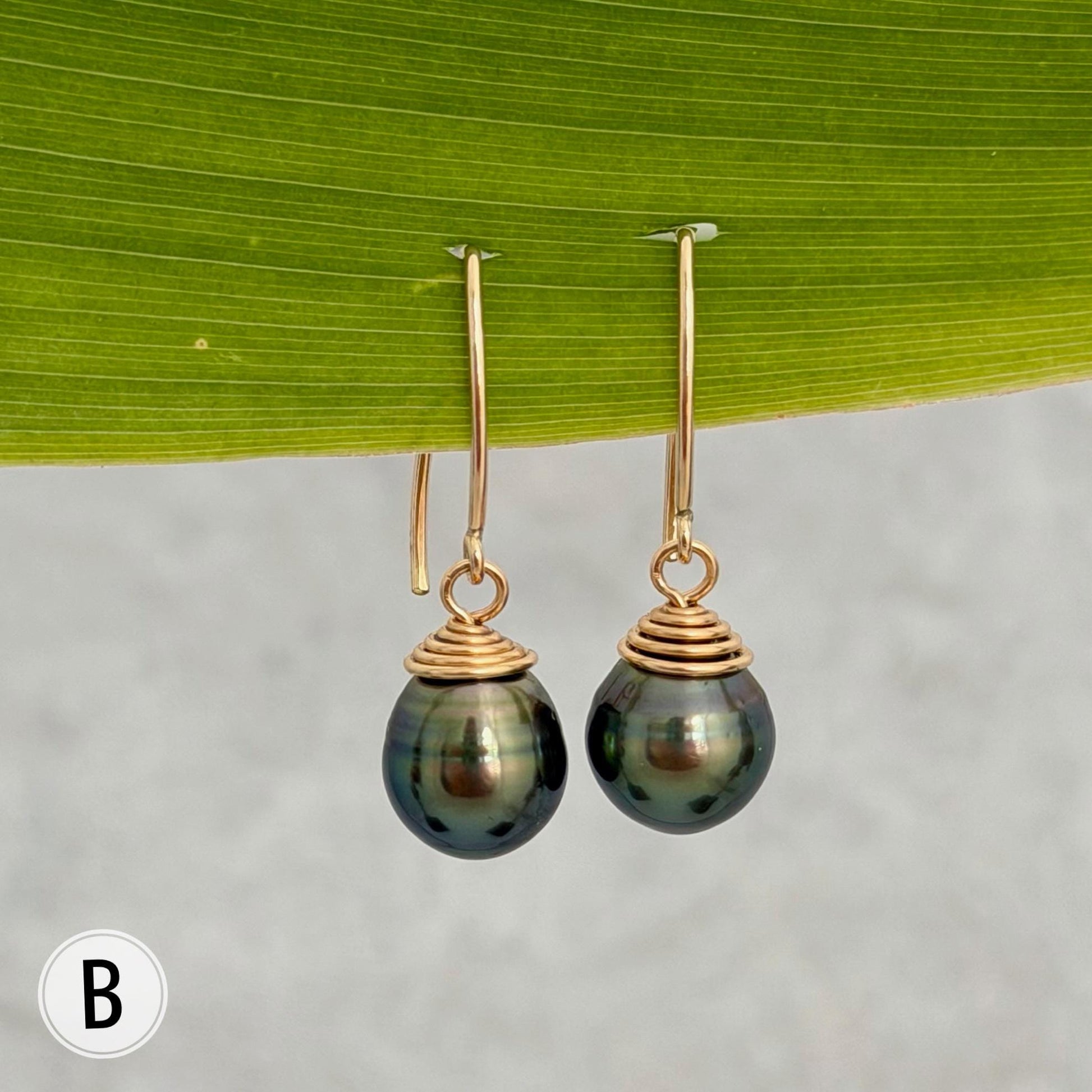 Tahitian Pearl Dangle Earrings • Gold filled or sterling silver hooks • Marquise Style