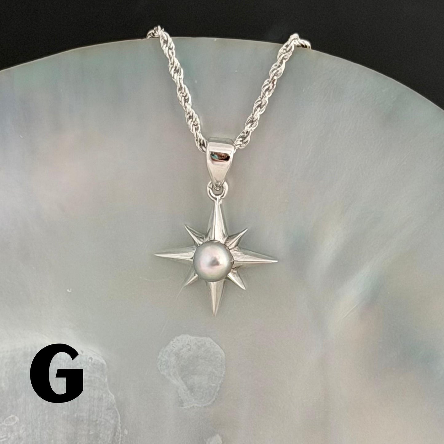 Tahitian Keshi Pearl Star Necklace: Sterling Silver Pendant, Handmade Hawaiian Jewelry