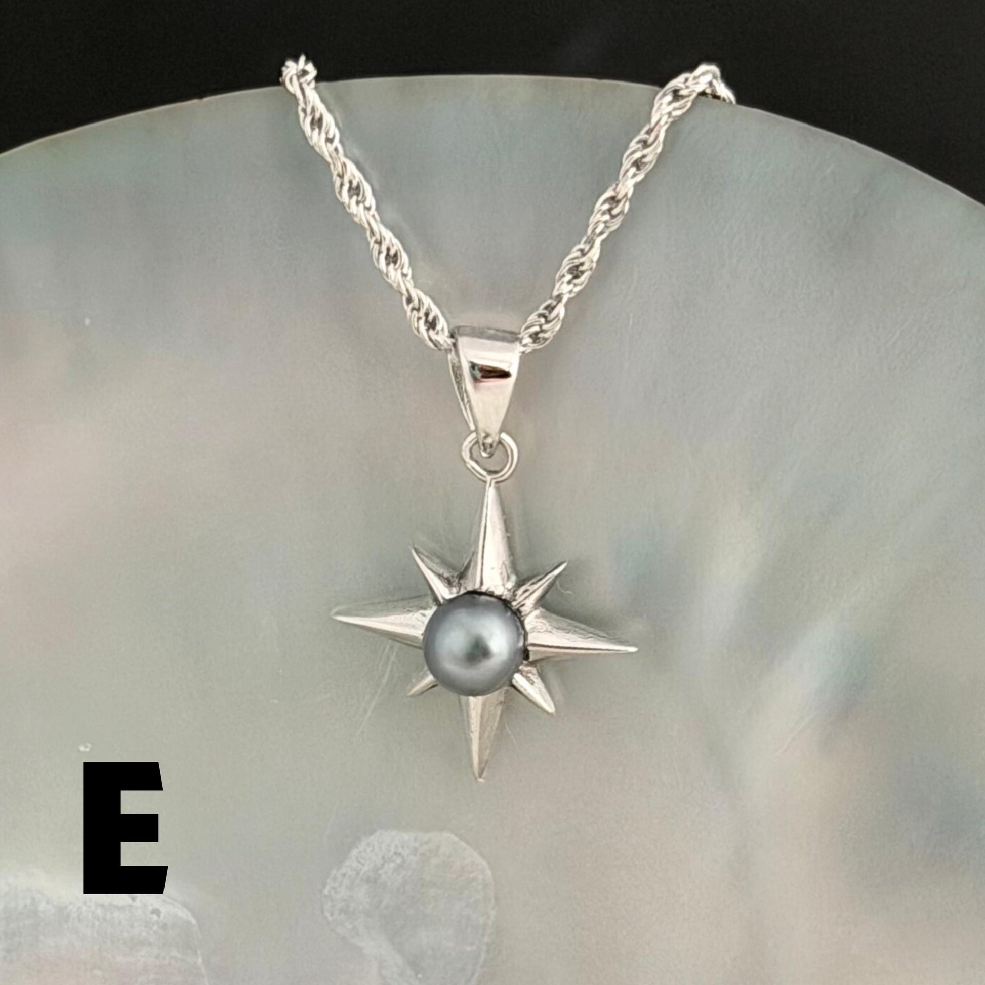Tahitian Keshi Pearl Star Necklace: Sterling Silver Pendant, Handmade Hawaiian Jewelry
