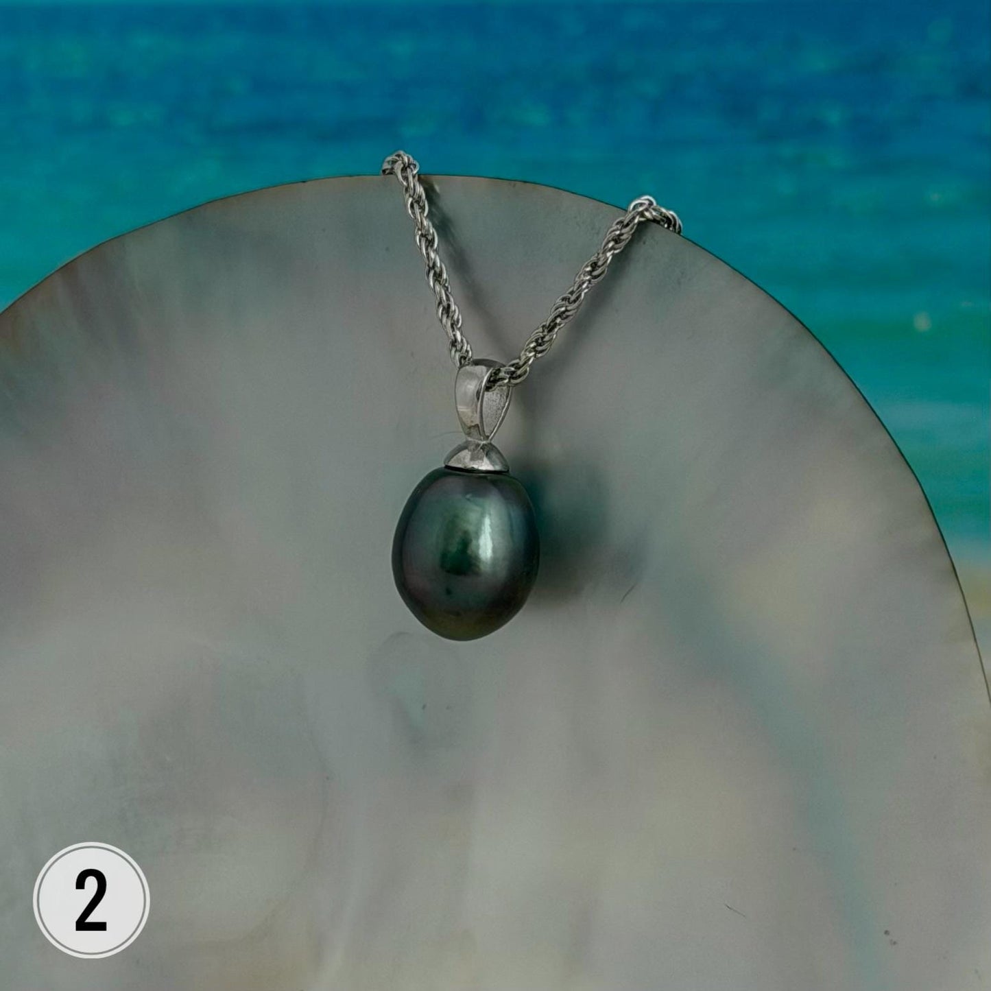 Tahitian Black Pearl Pendant: Sterling Silver Rhodium Plated Bail