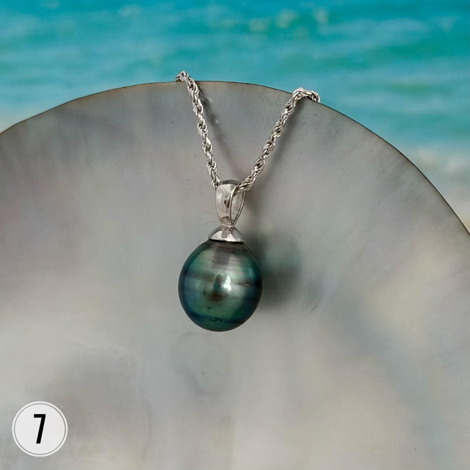 Tahitian Black Pearl Pendant: Sterling Silver Rhodium Plated Bail