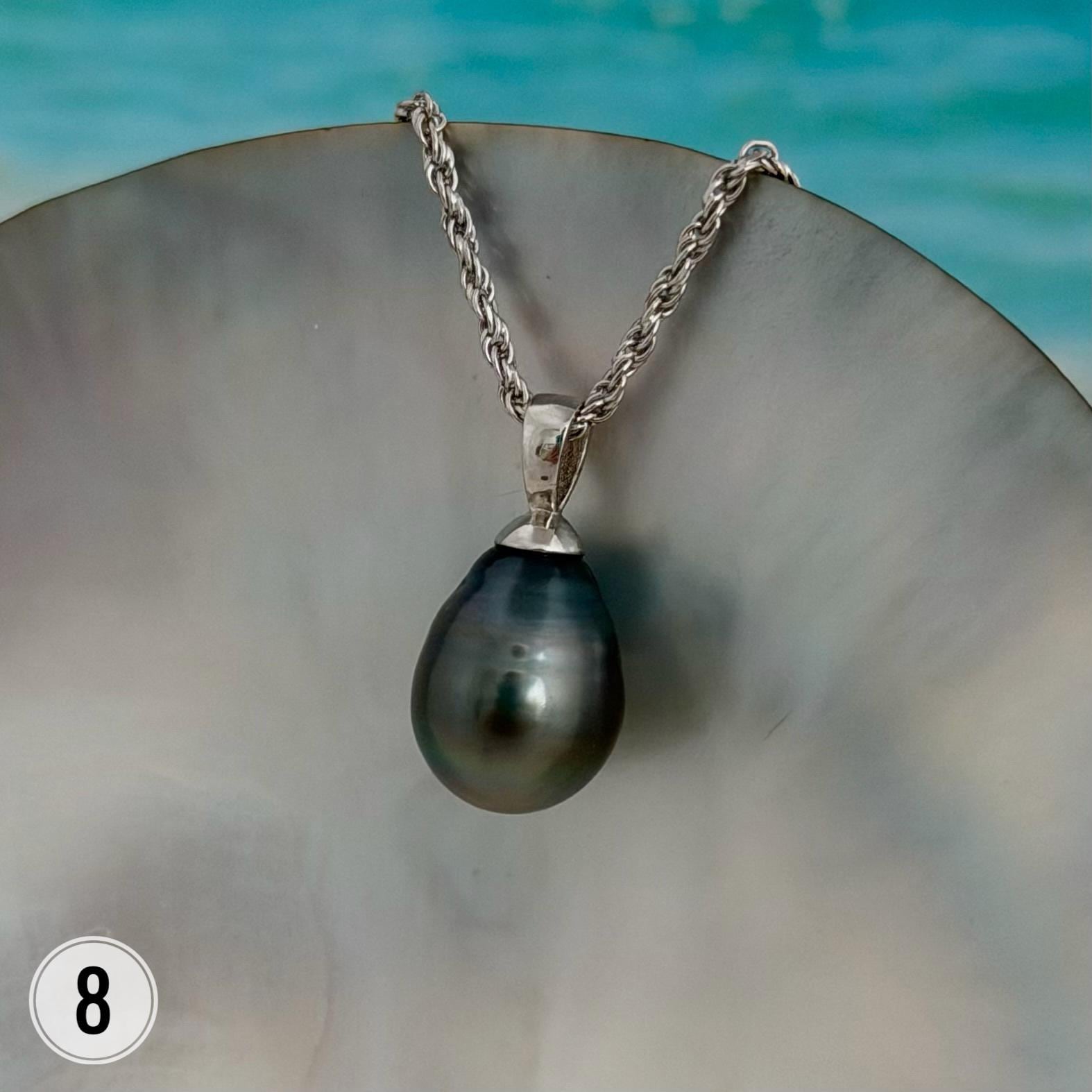 Tahitian Black Pearl Pendant: Sterling Silver Rhodium Plated Bail