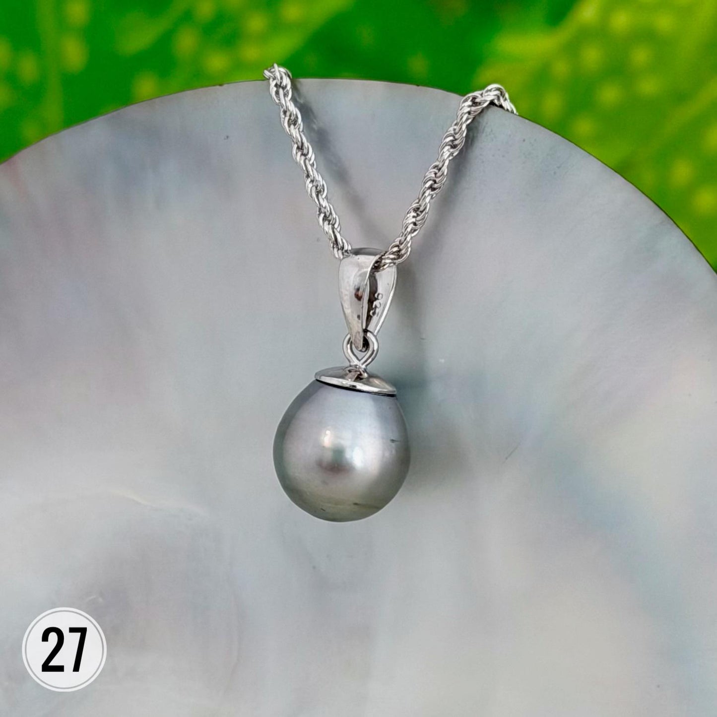 DOORBUSTER Tahitian Black Pearl Pendant: Sterling Silver Rhodium Plated Bail