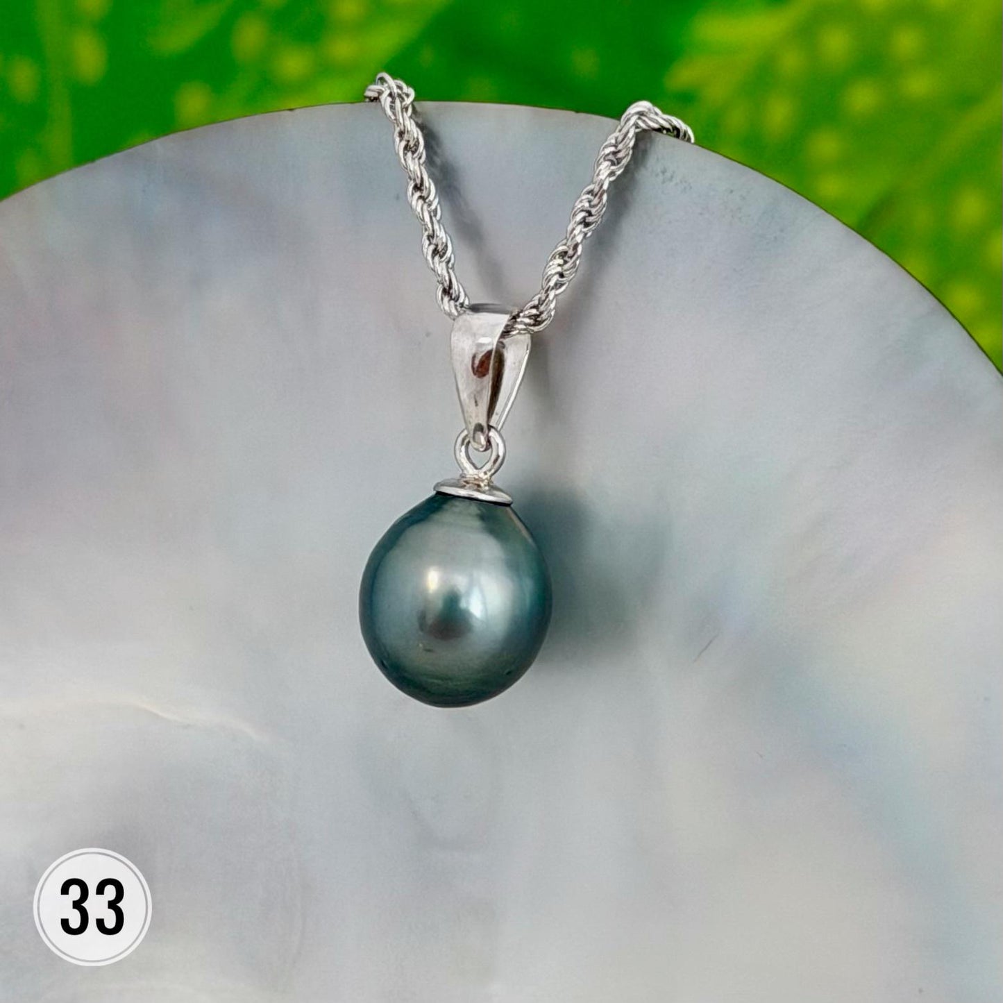 DOORBUSTER Tahitian Black Pearl Pendant: Sterling Silver Rhodium Plated Bail