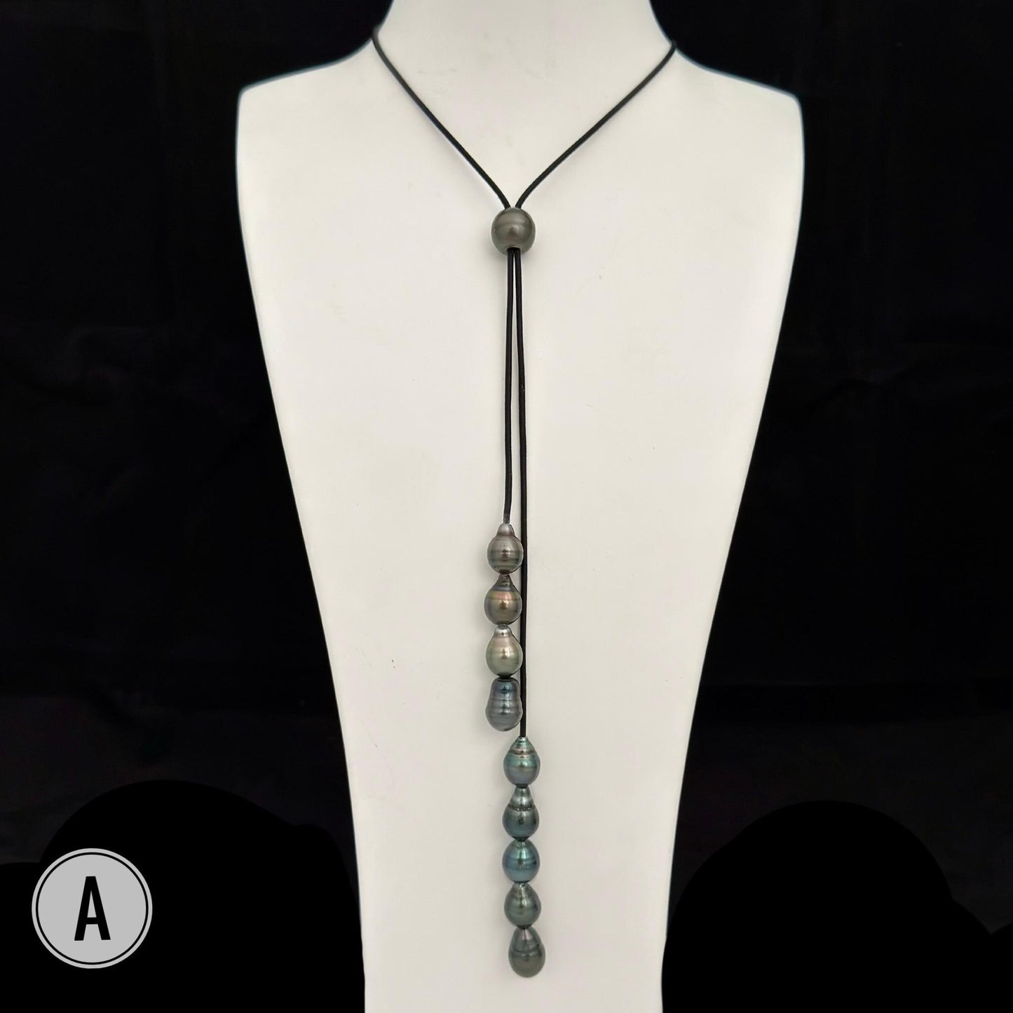 Tahitian Pearl Leather necklace • Long natural jewelry
