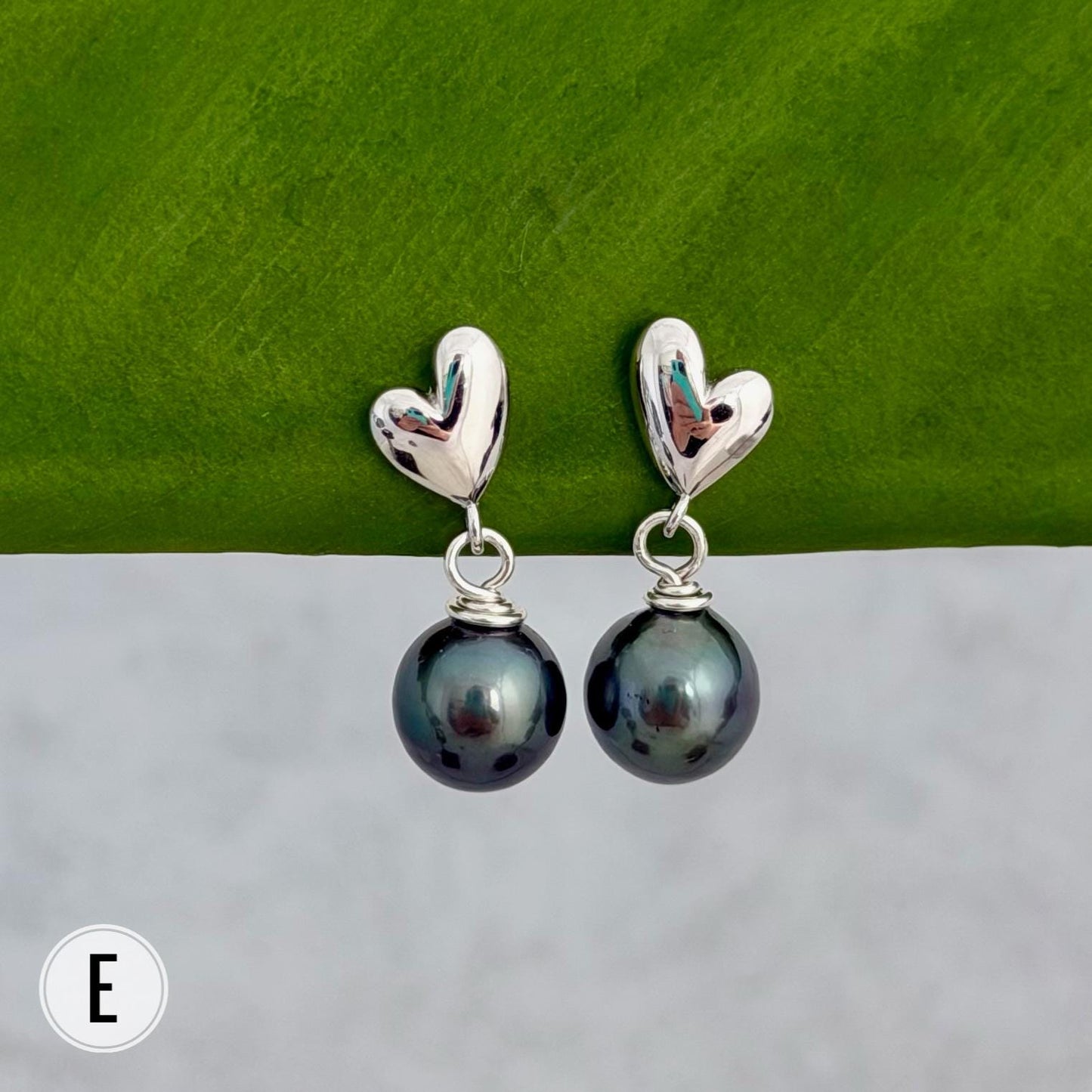 Heart Sterling Silver Tahitian Pearl Earrings: Dainty Studs, Minimalist