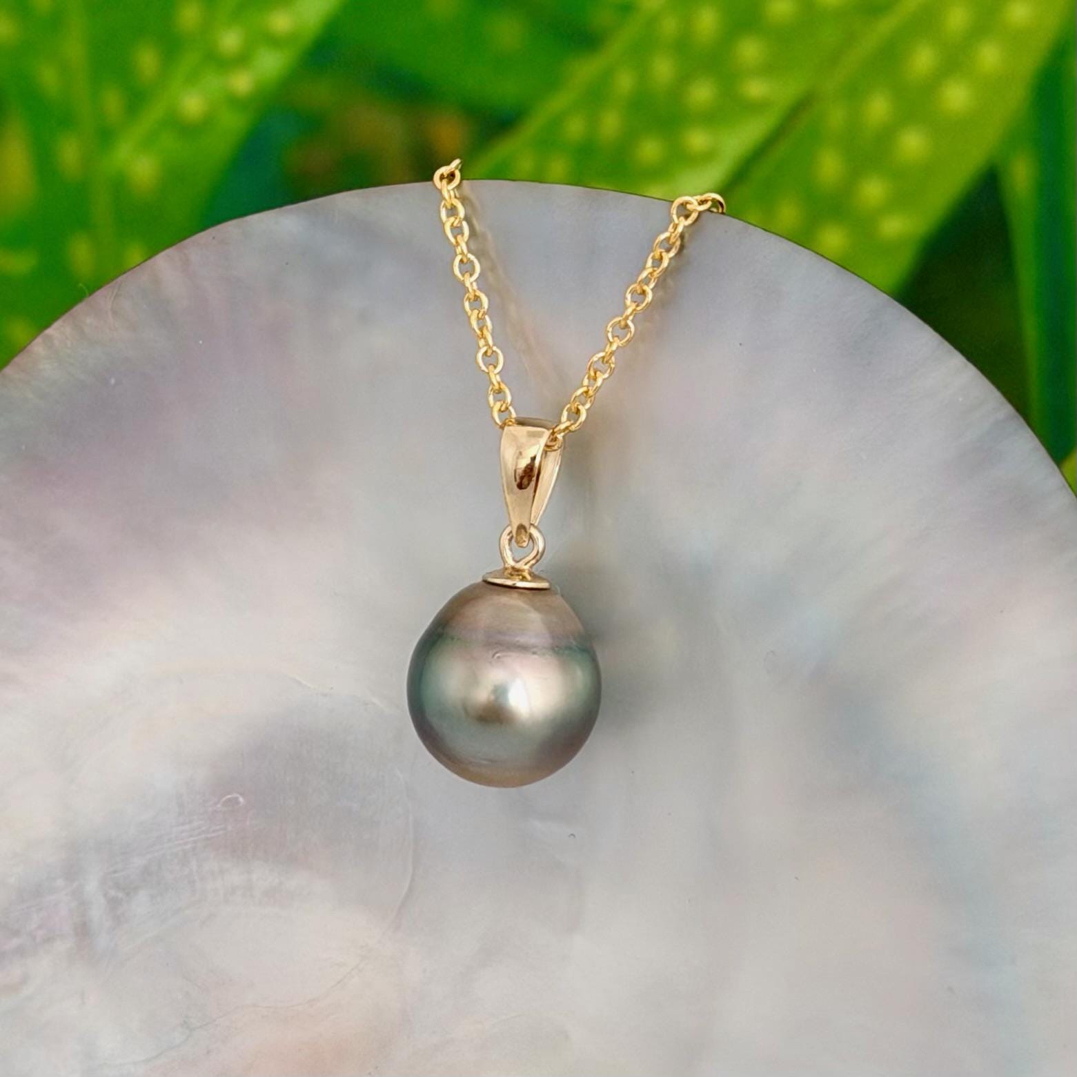 Tahitian Pearl Pendant • 11.2mm Golden Peacock • 14k Gold Vermeil • Minimalist Necklace
