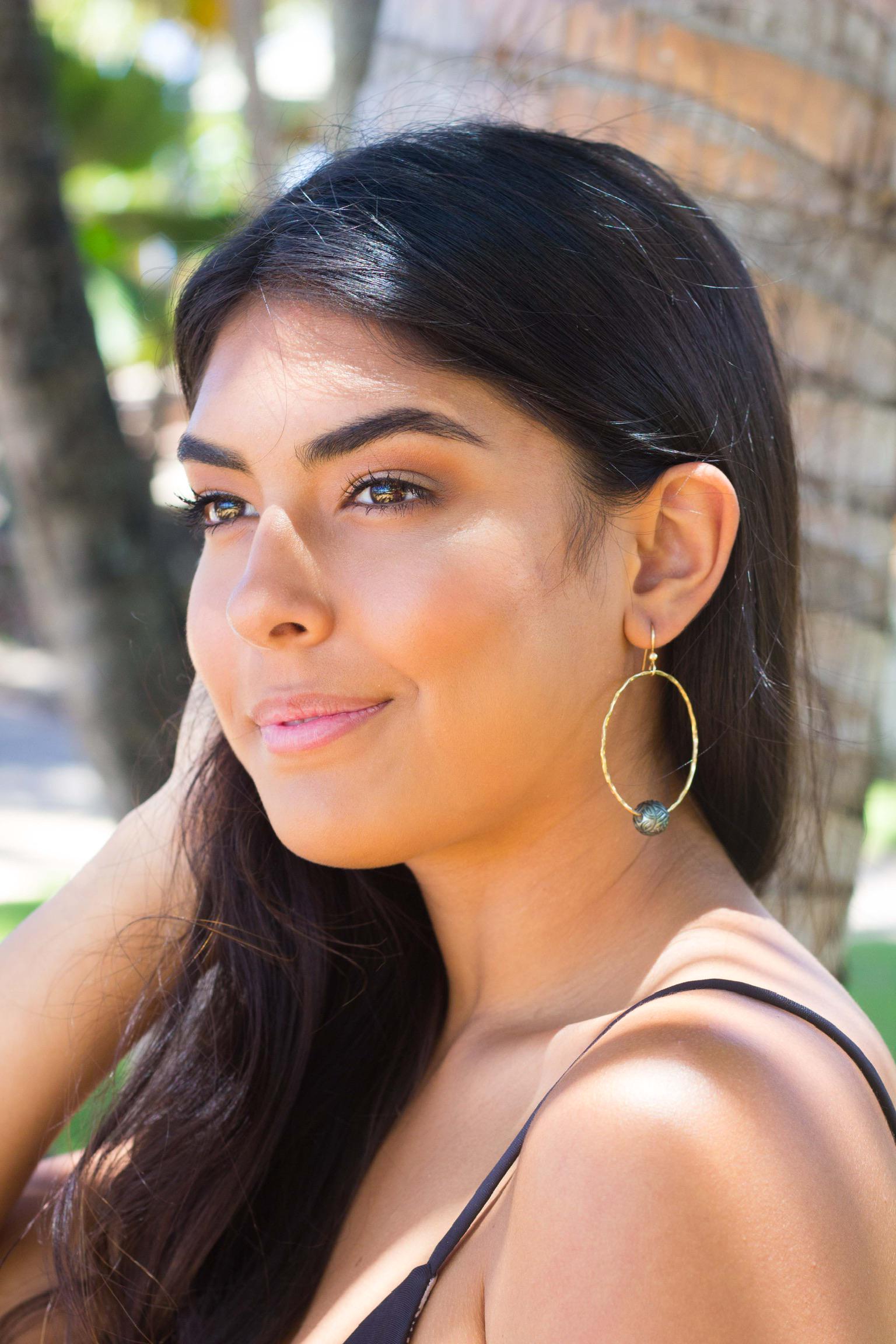 Tahitian Pearl Hoop Earrings • Sterling silver jewelry
