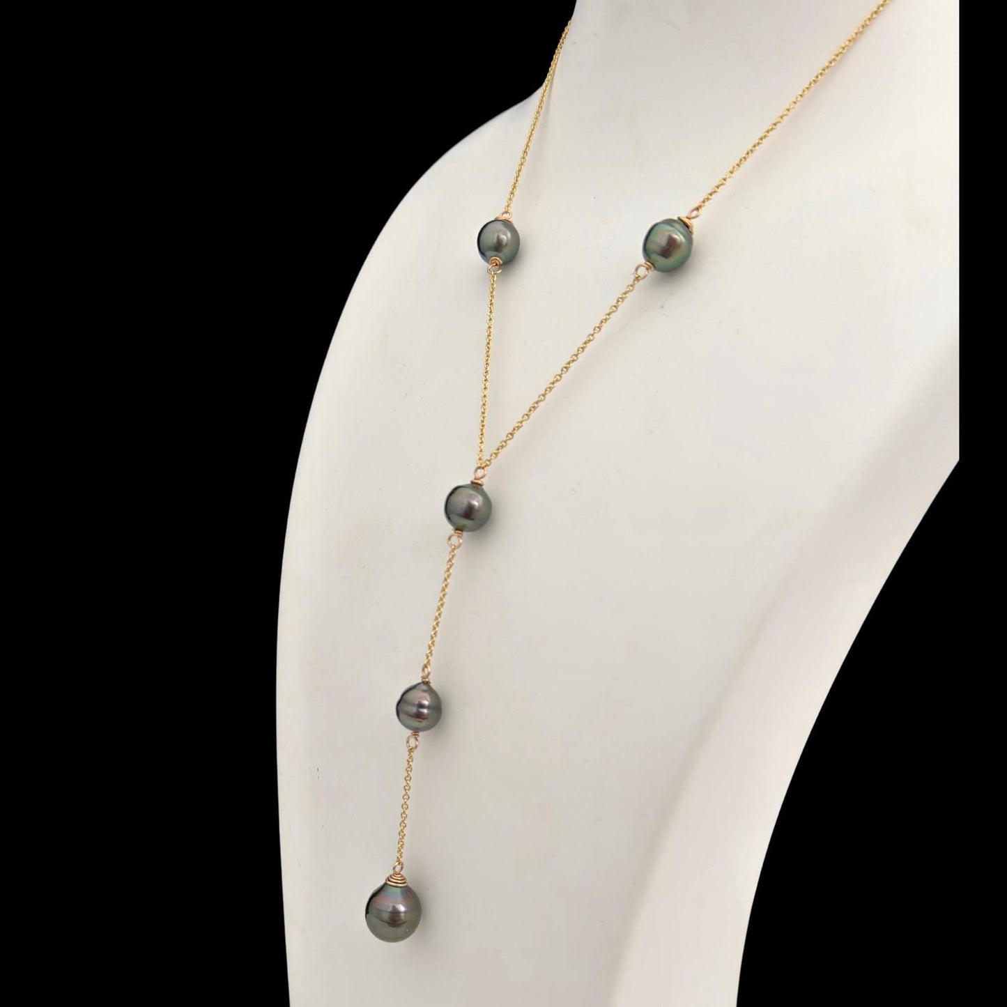 Tahitian Pearl Long Necklace: gold filled Y jewelry