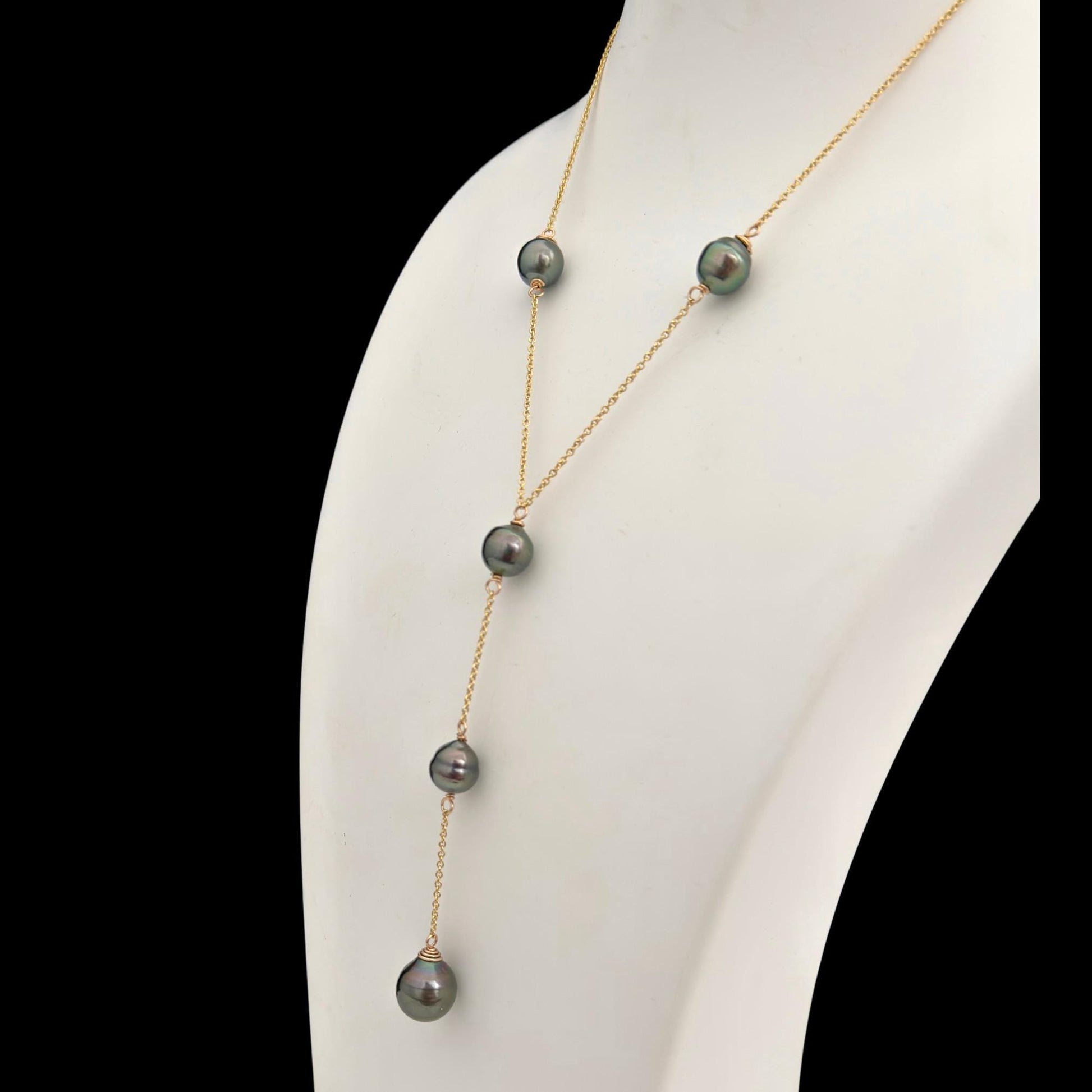 Tahitian Pearl Long Necklace: gold filled Y jewelry