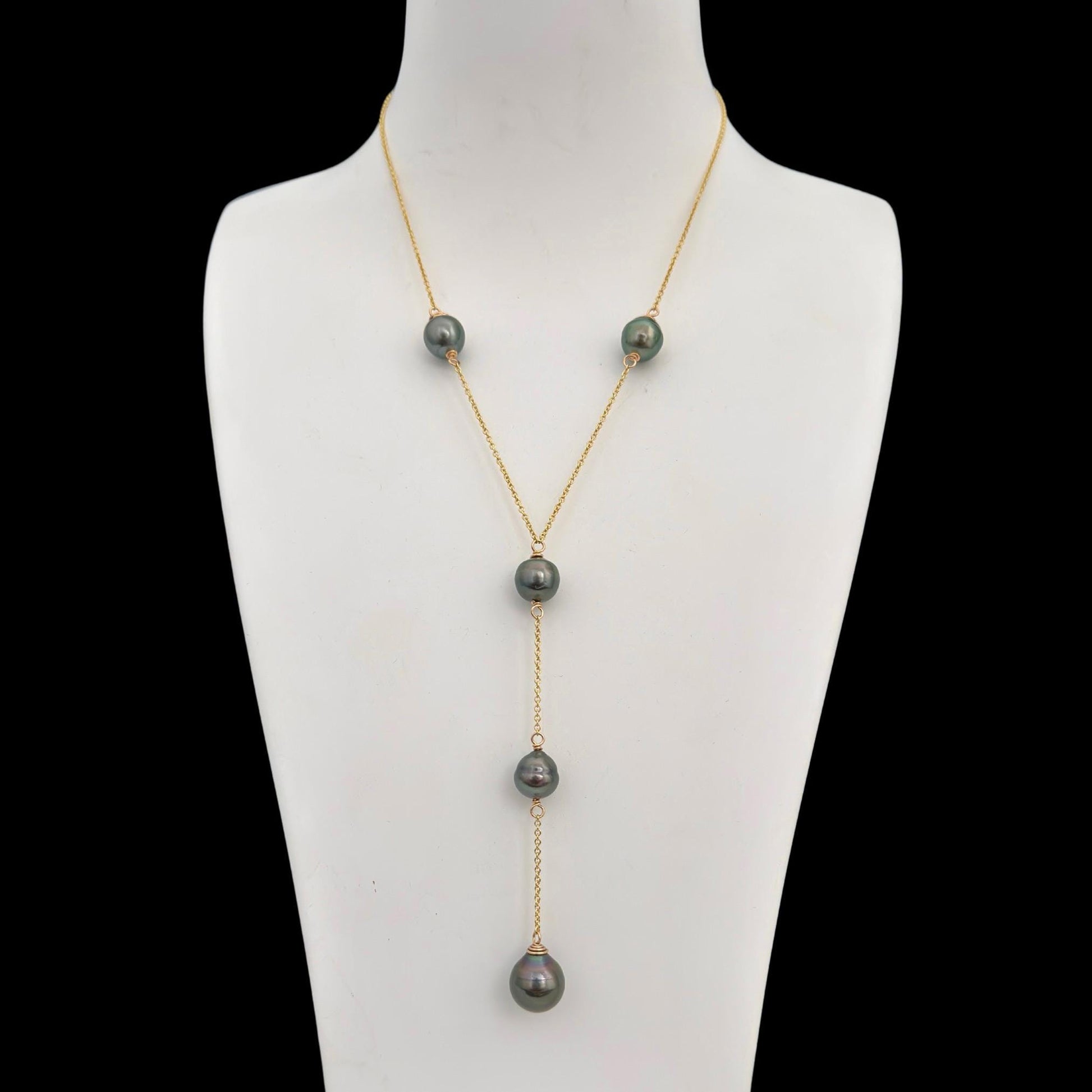 Tahitian Pearl Long Necklace: gold filled Y jewelry