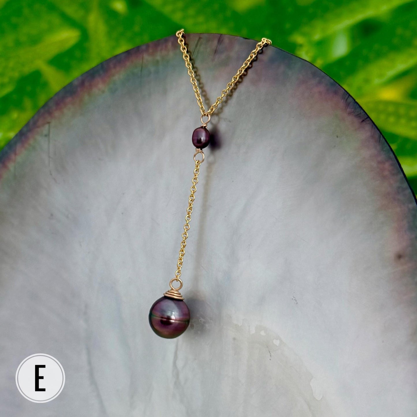 Tahitian pearl necklace — Keshi jewelry • Gold filled chain