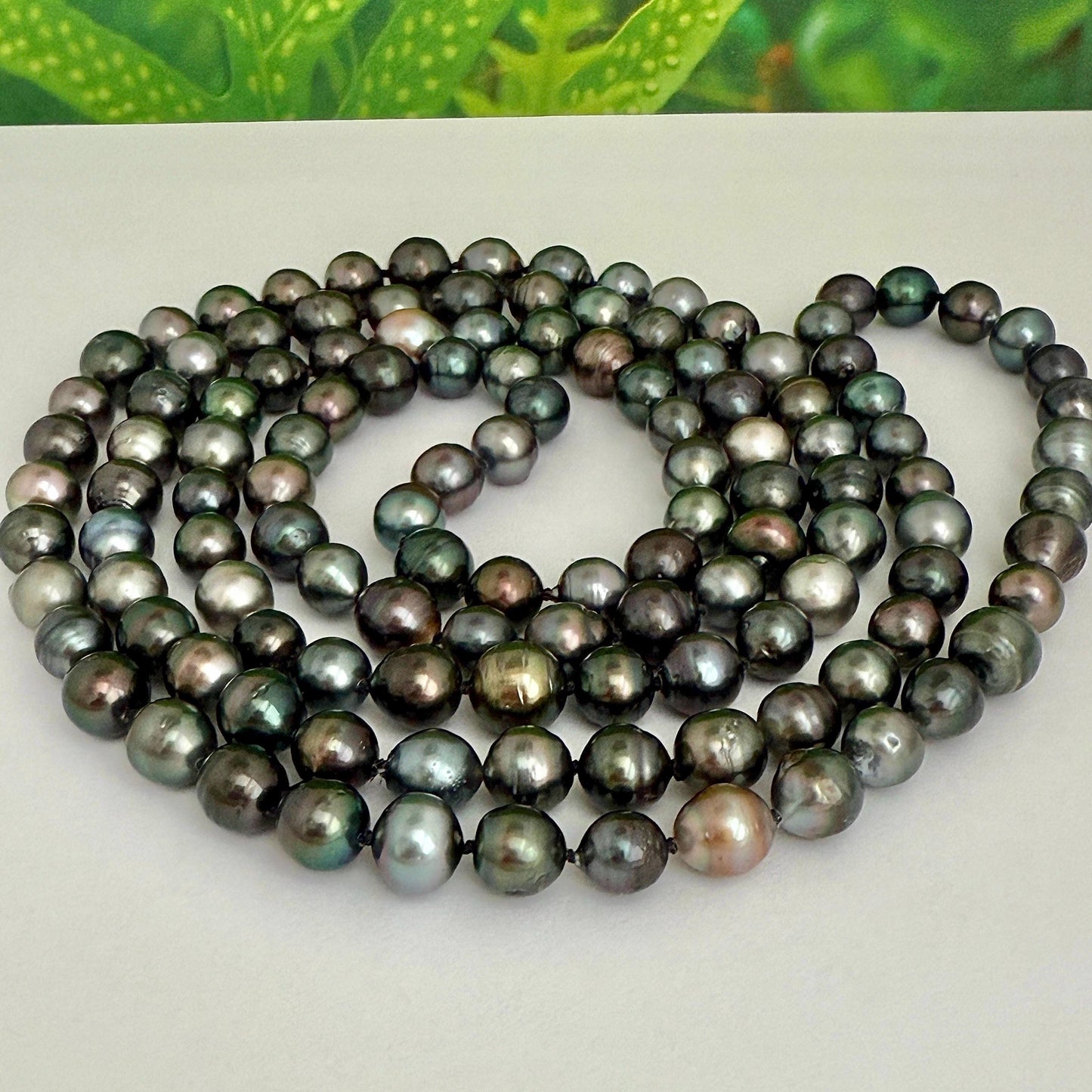 Tahitian Pearl Necklace • Extra Long Strand of Natural Pearls • Handmade in Hawaii