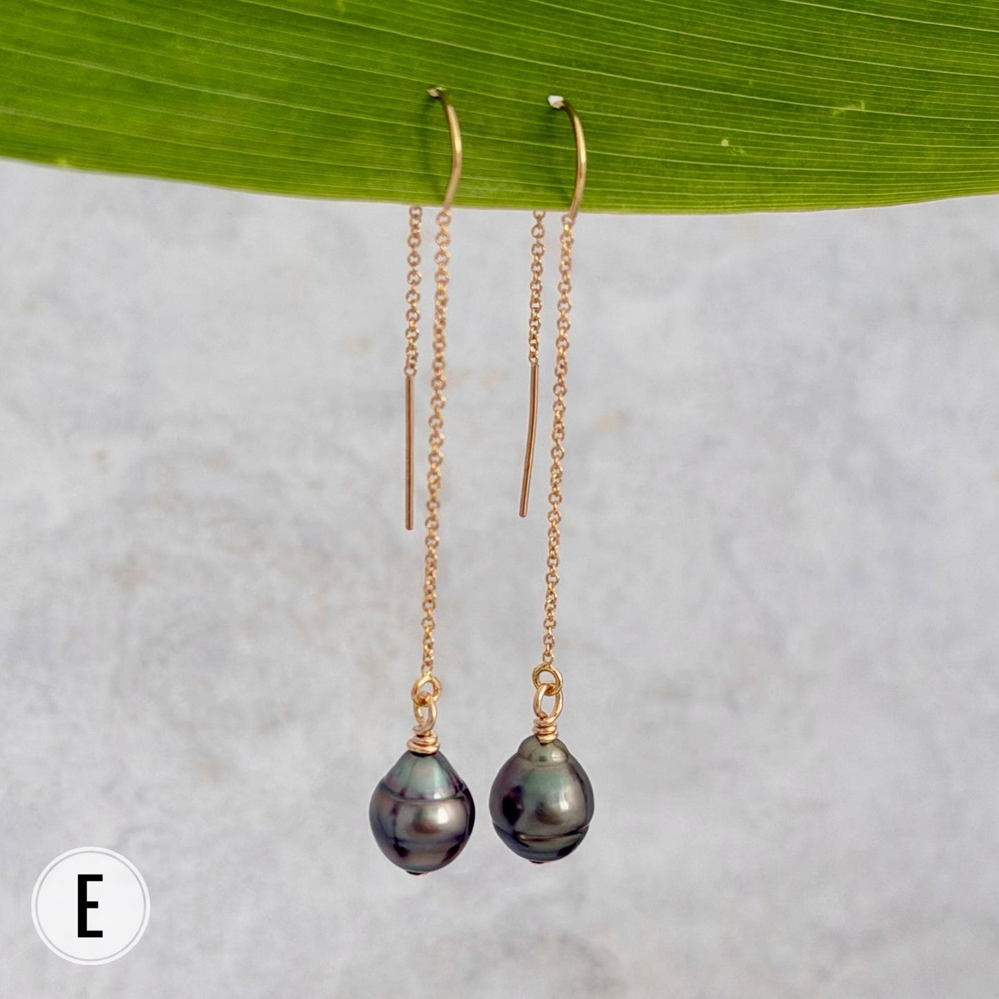 Tahitian Pearl Threader Earrings: 14k Gold Filled Dangle Jewelry