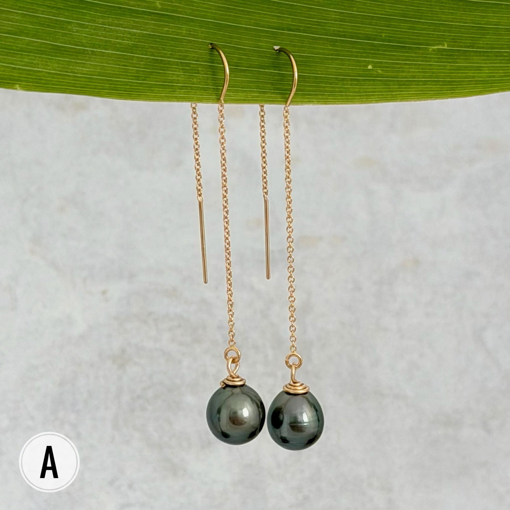 Tahitian Pearl Threader Earrings: 14k Gold Filled Dangle Jewelry