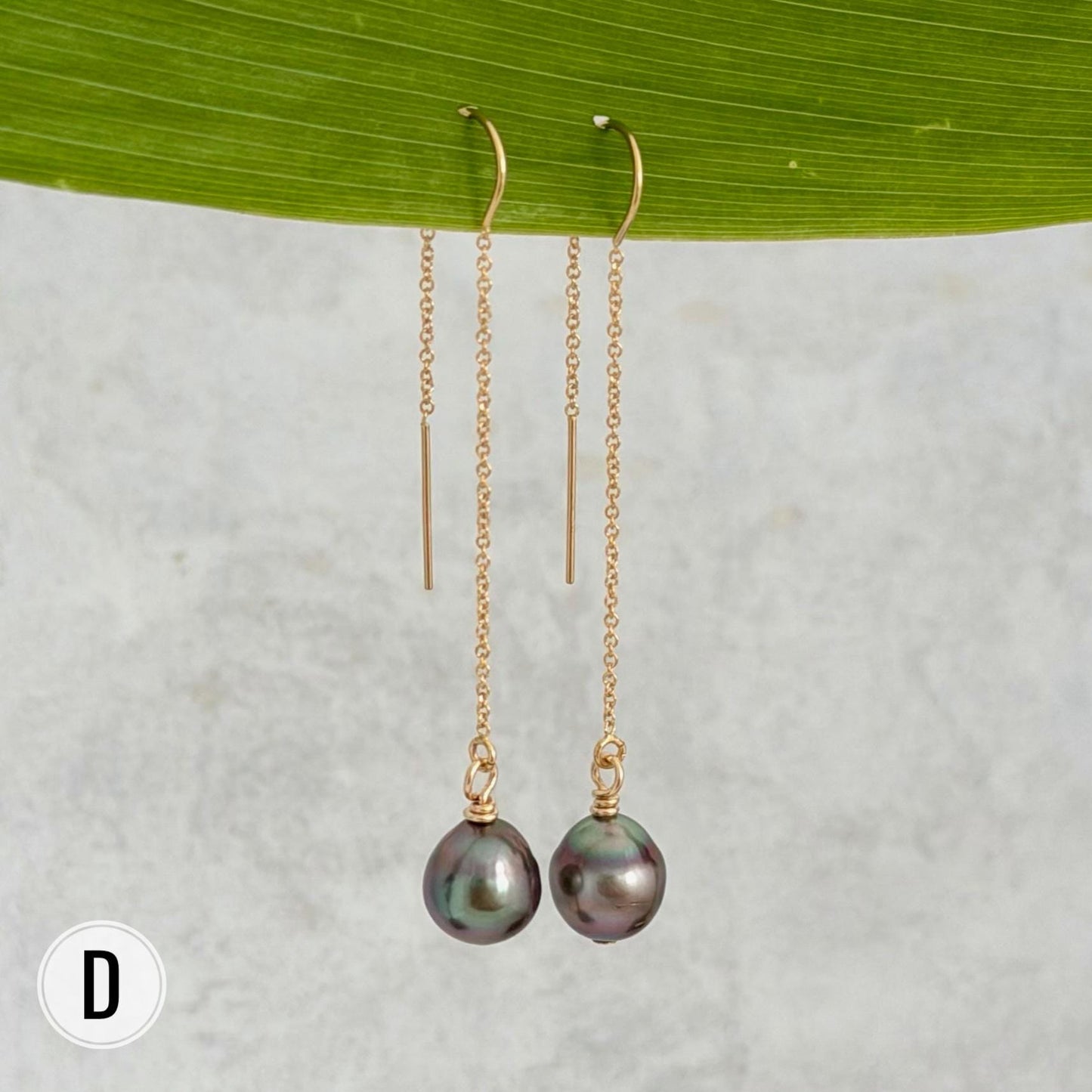 Tahitian Pearl Threader Earrings: 14k Gold Filled Dangle Jewelry