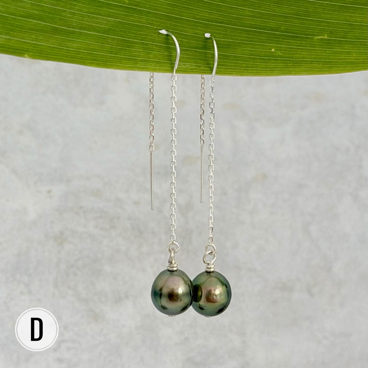 Tahitian Pearl Threader Earrings: Sterling silver Dangle Jewelry