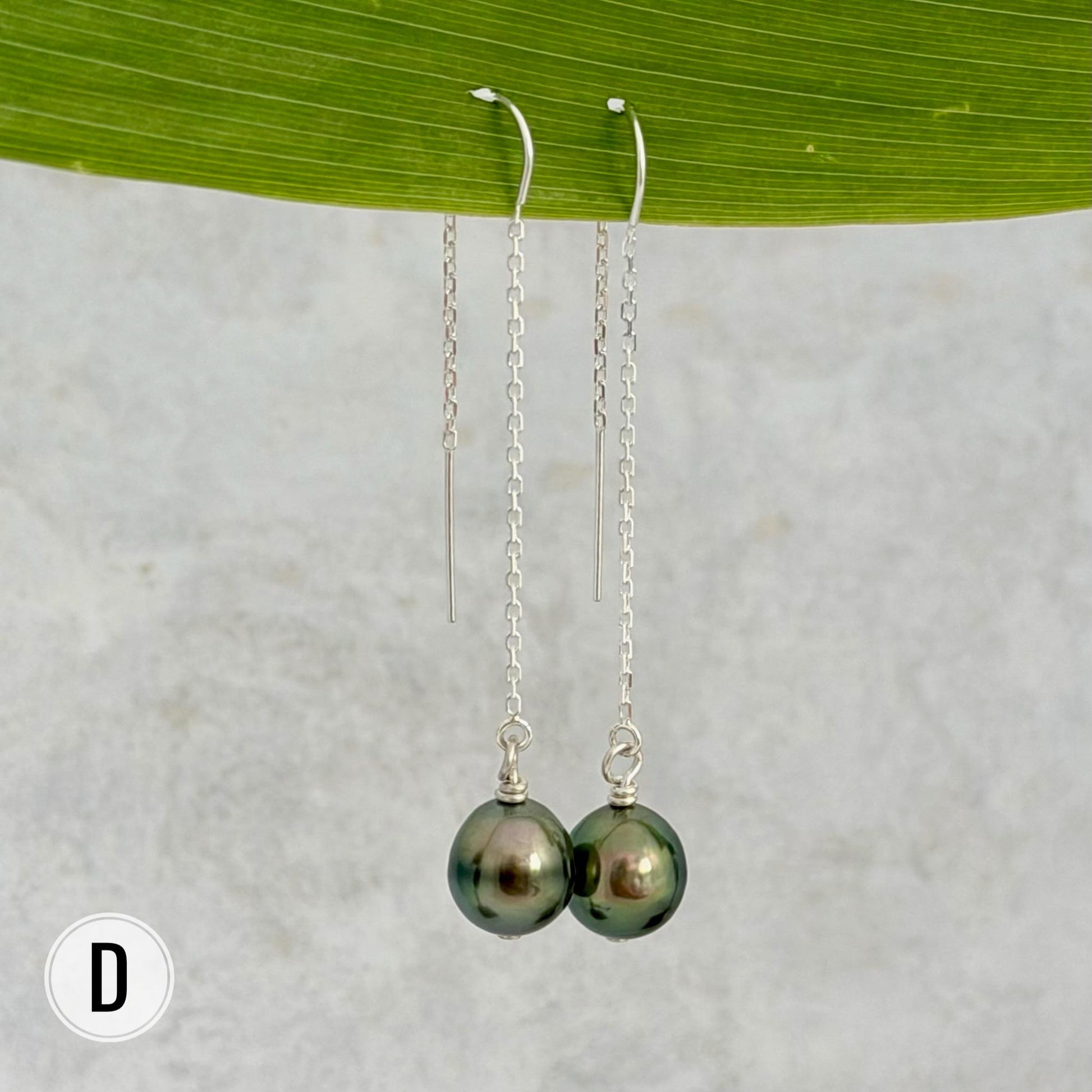 Tahitian Pearl Threader Earrings: Sterling silver Dangle Jewelry