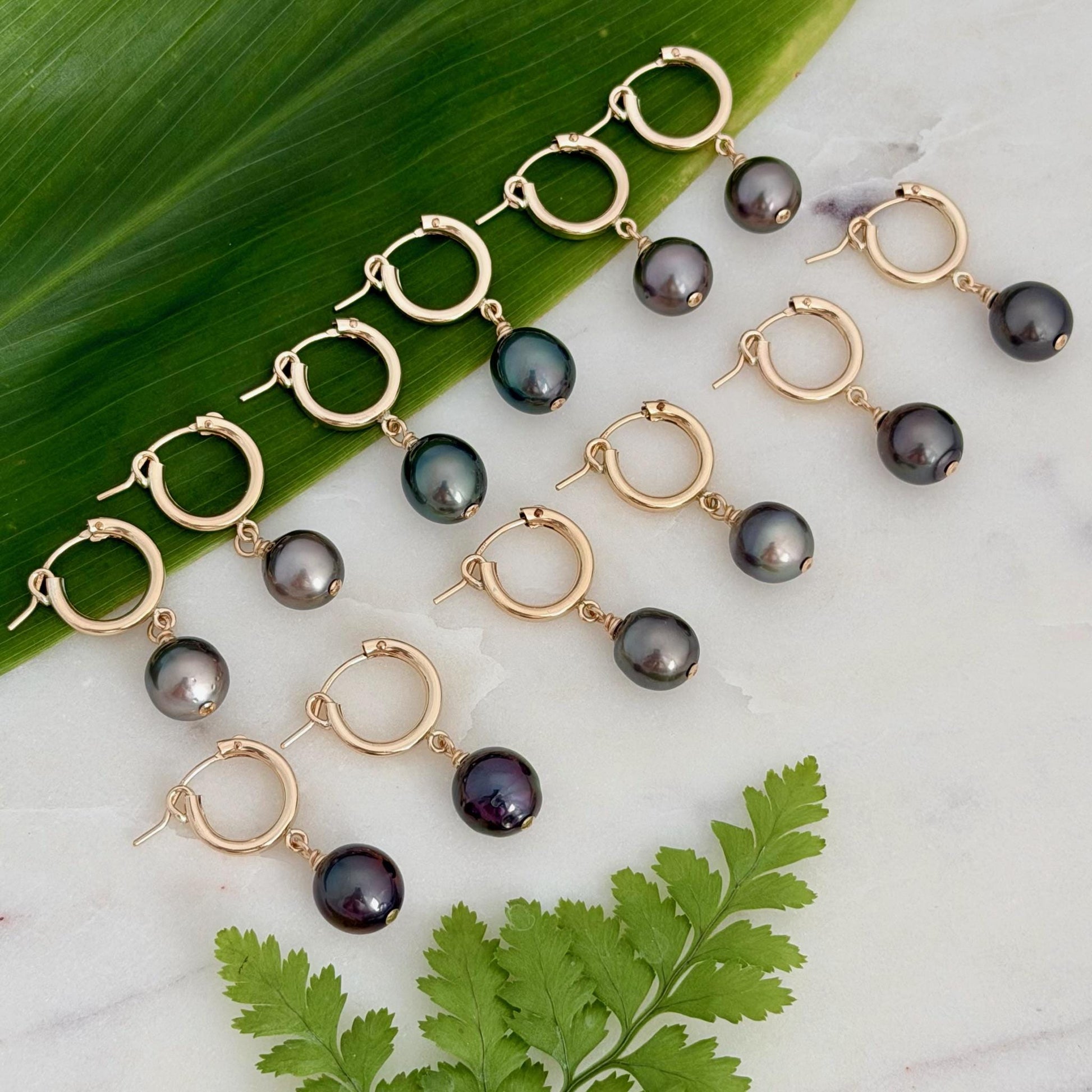 Tahitian pearl hoops • Huggies earrings • 14k gold filled jewelry