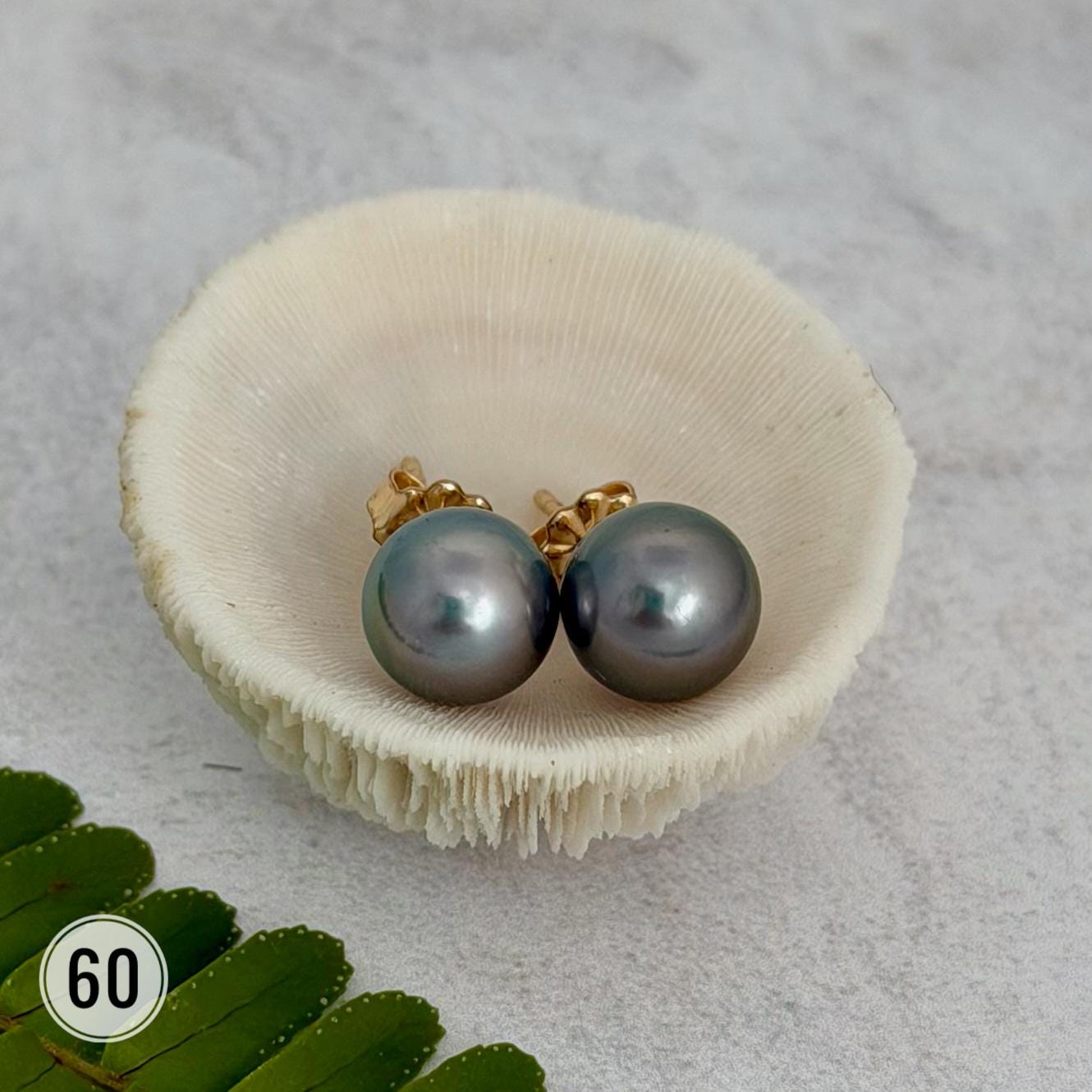 Tahitian pearl stud earrings • classic everyday jewelry • gold vermeil and sterling silver