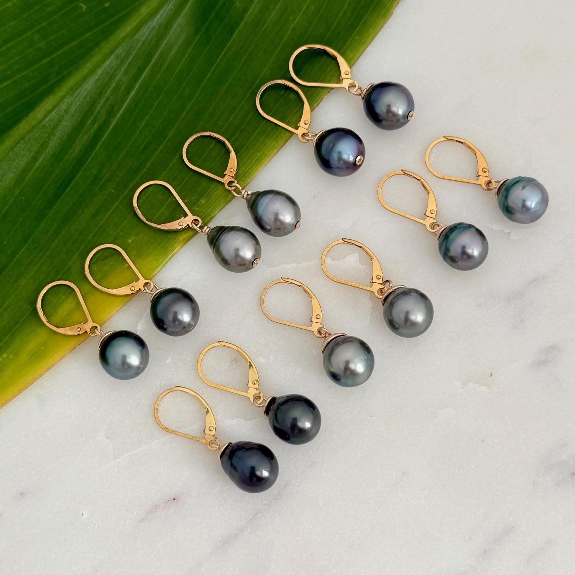 Tahitian Pearl Leverback Earrings • Gold filled dangle jewelry