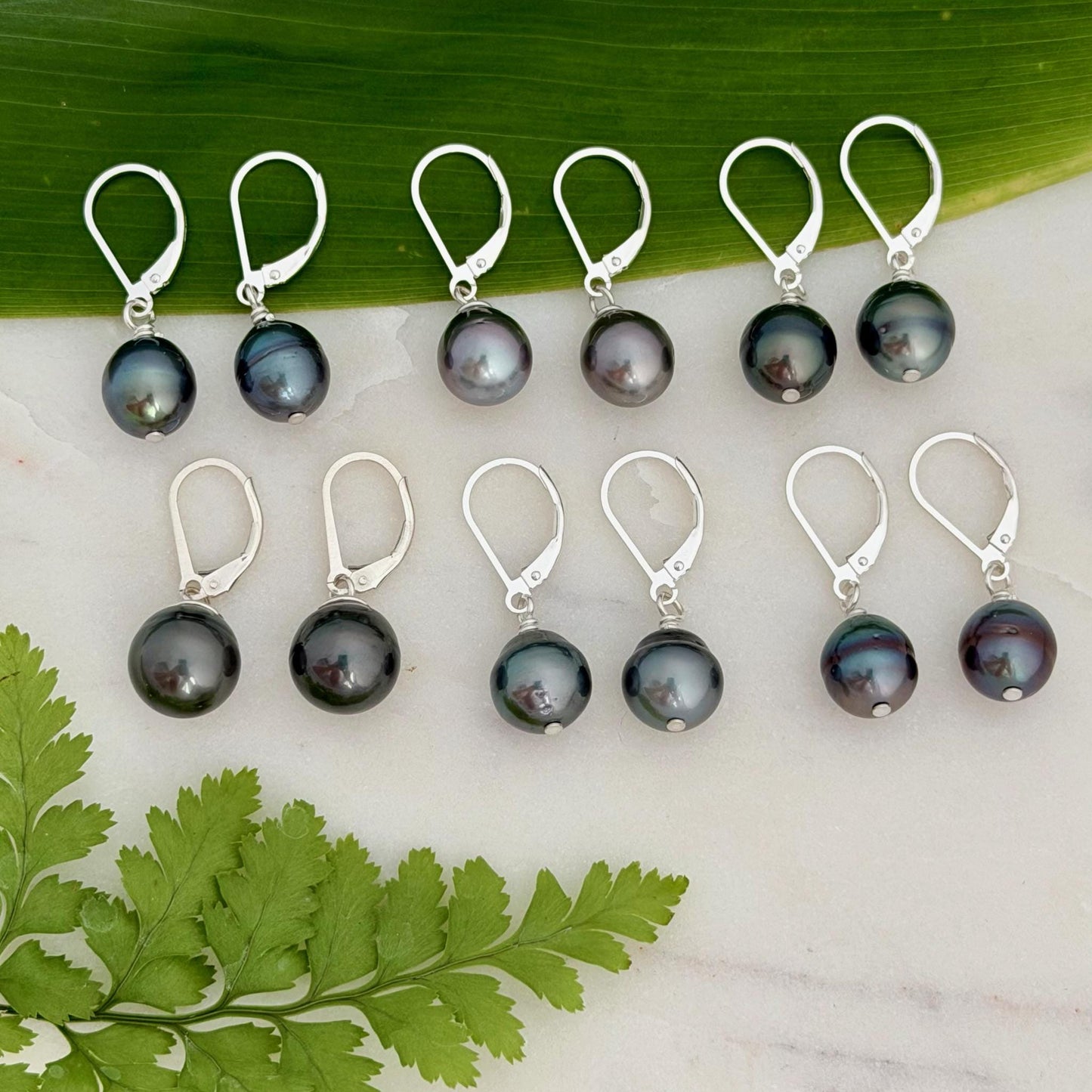DOORBUSTER Tahitian Pearl Leverback Earrings • Sterling silver dangle jewelry