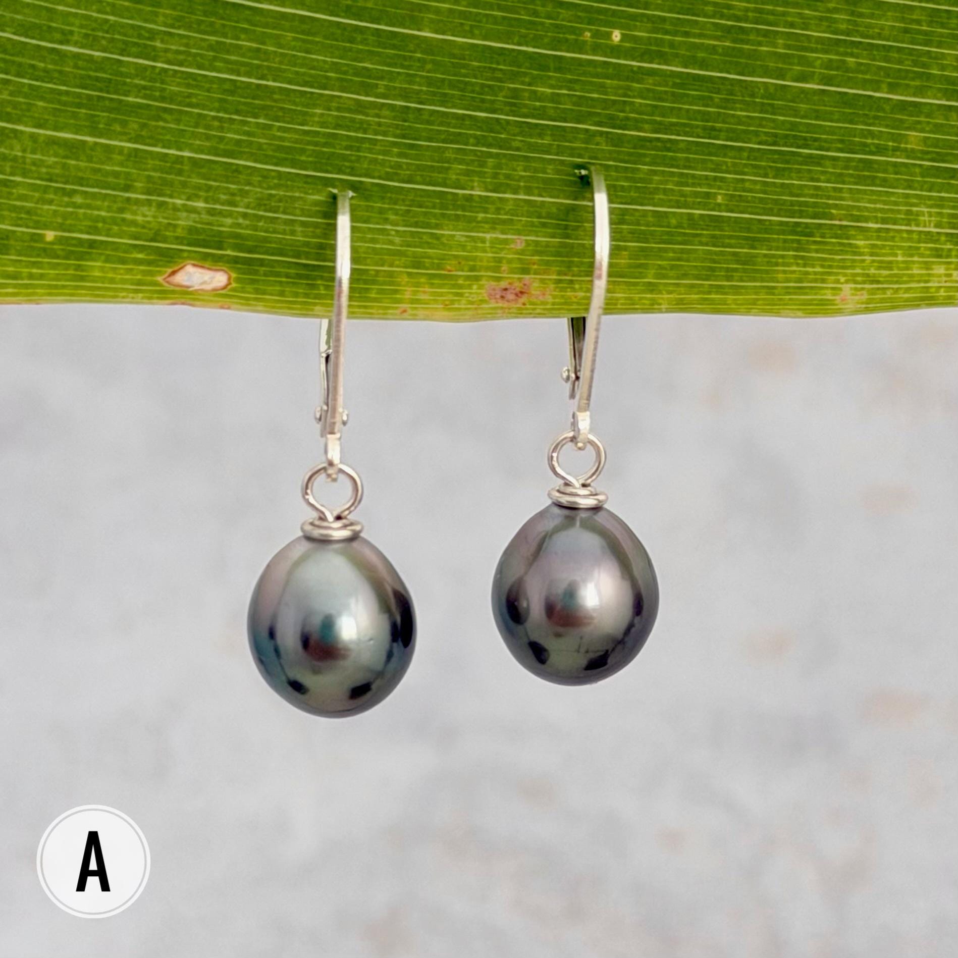 DOORBUSTER Tahitian Pearl Leverback Earrings • Sterling silver dangle jewelry