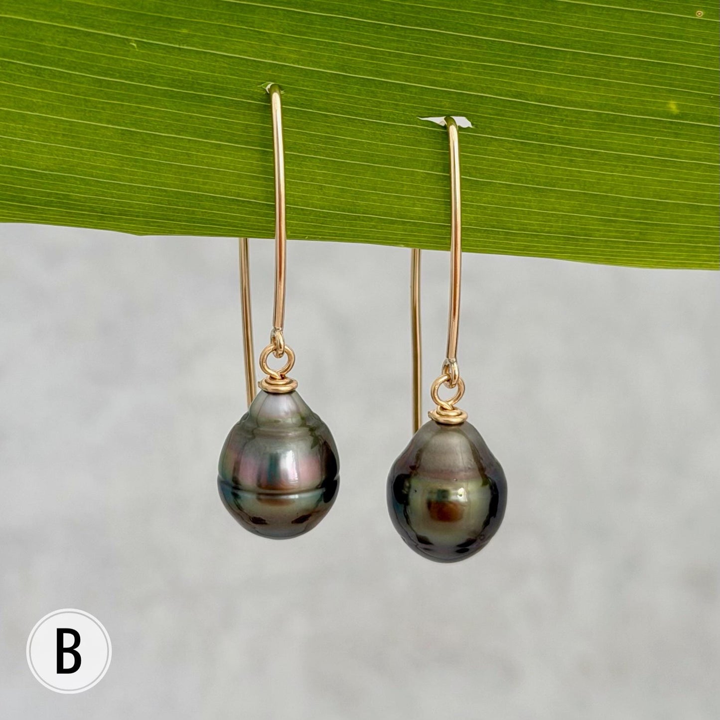 Tahitian Pearl Dangle Earrings • Gold filled hooks • Marquise Style