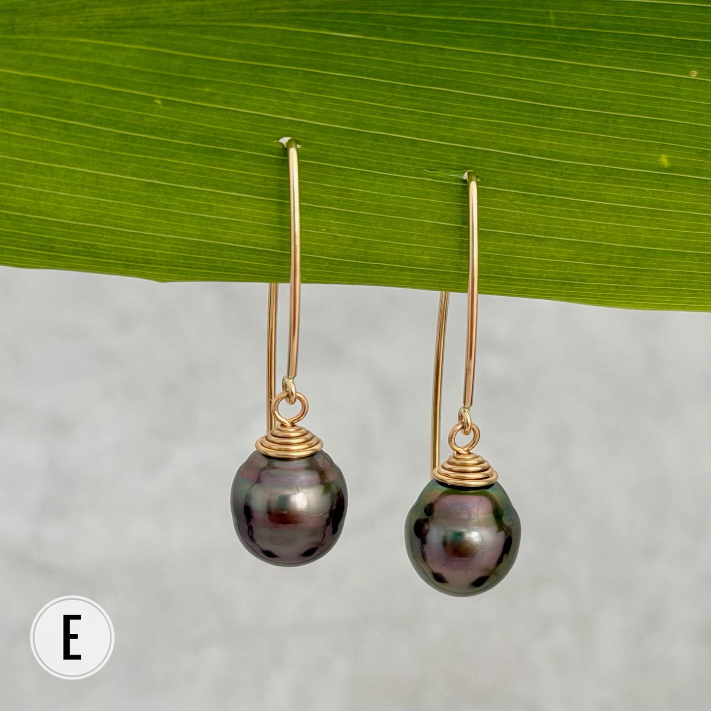 Tahitian Pearl Dangle Earrings • Gold filled hooks • Marquise Style