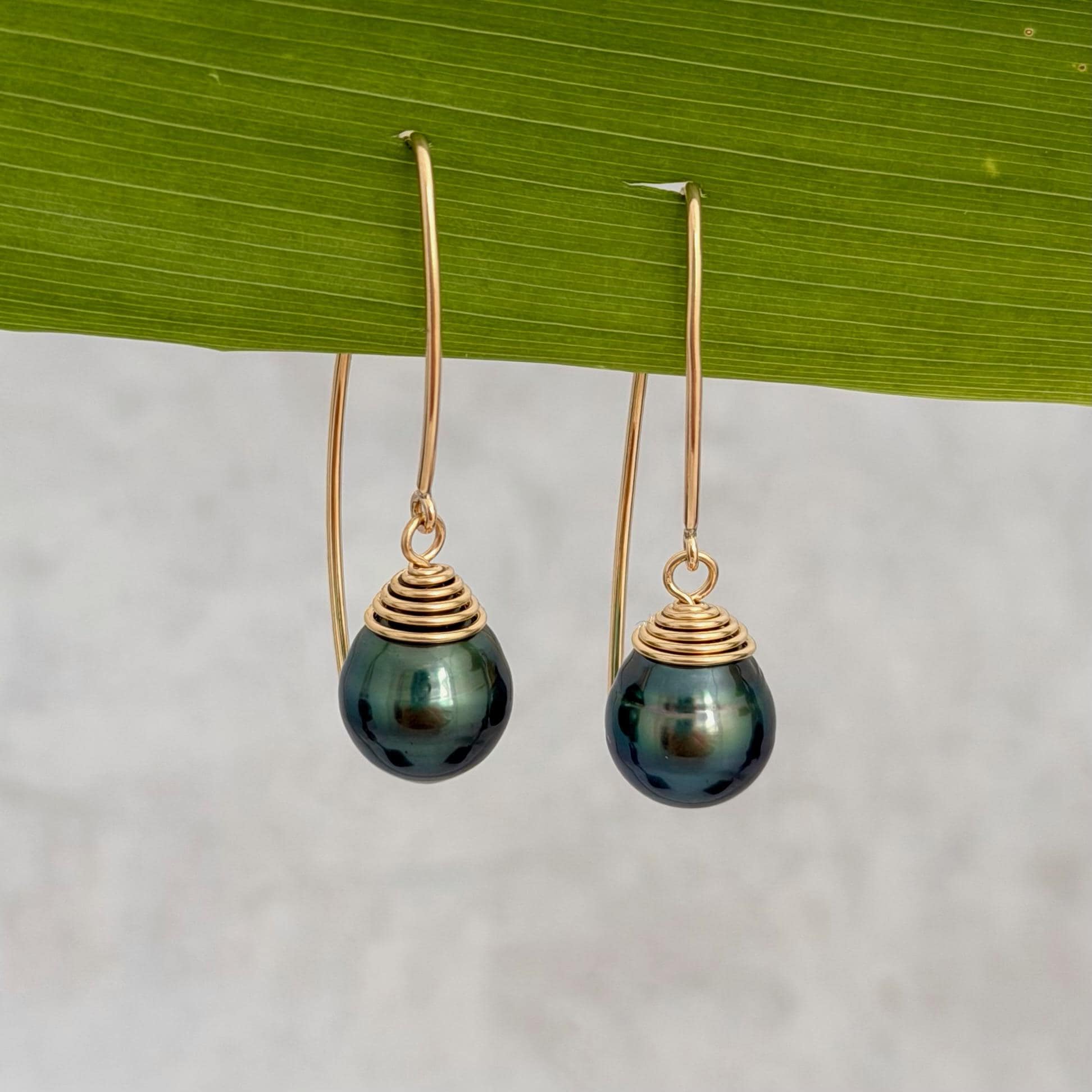 Tahitian Pearl Dangle Earrings • Gold filled hooks • Marquise Style