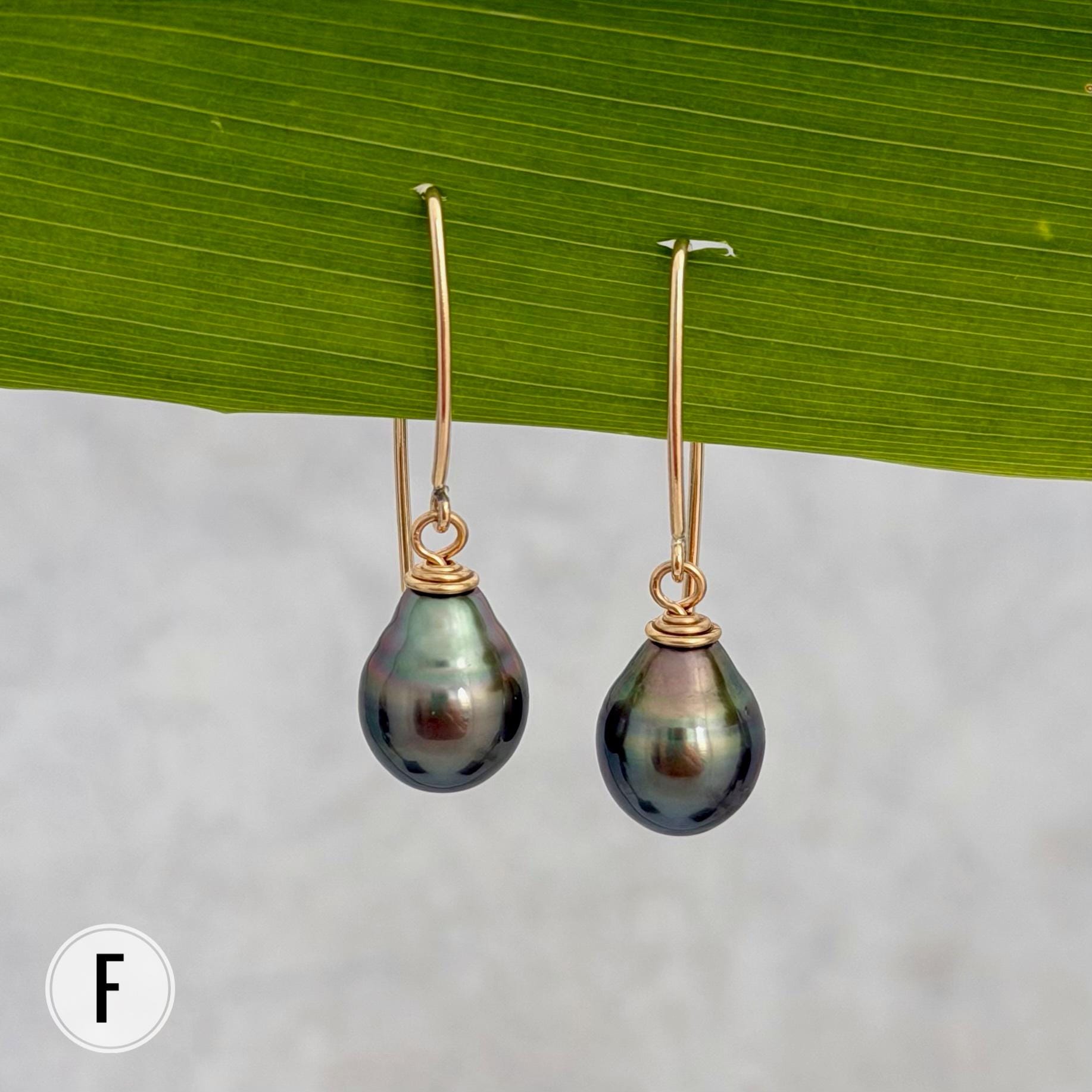 Tahitian Pearl Dangle Earrings • Gold filled and sterling silver hooks • Marquise Style