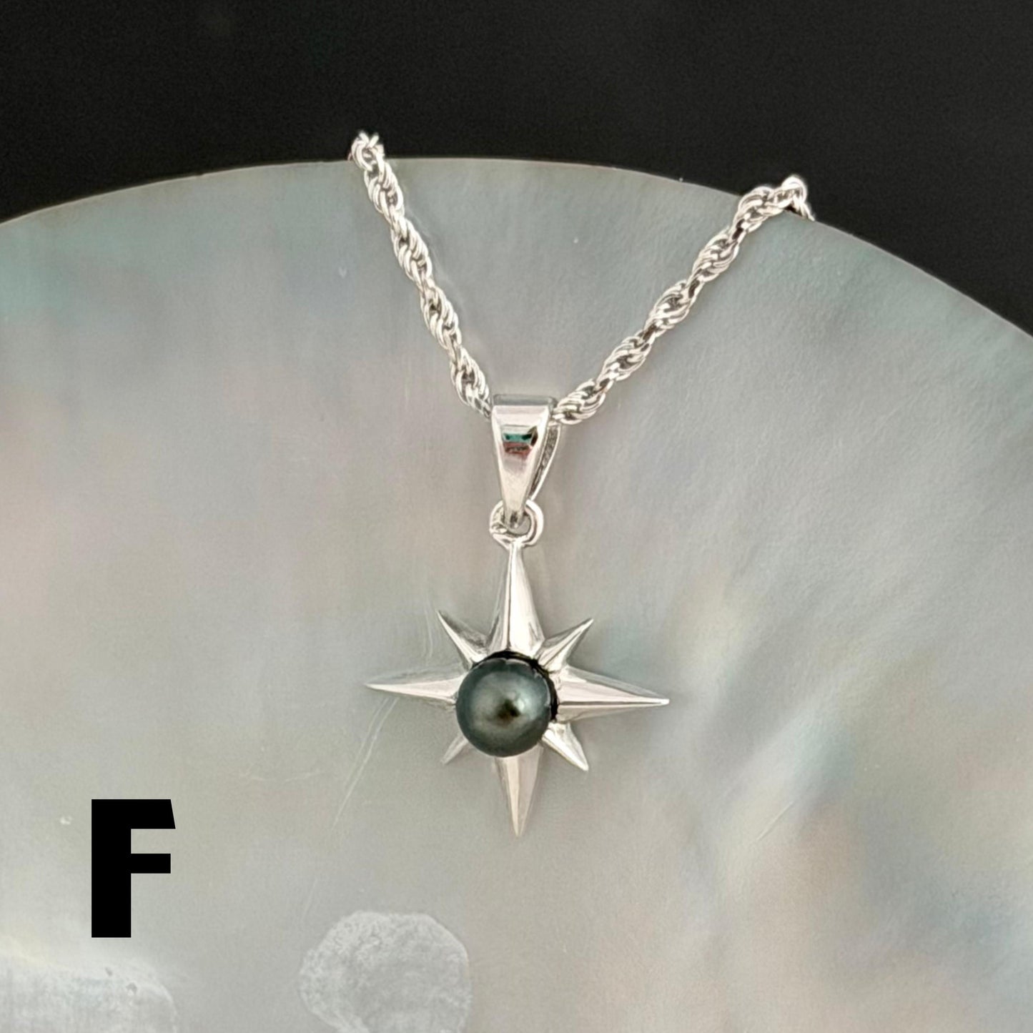 Tahitian Keshi Pearl Star Necklace: Sterling Silver Pendant, Handmade Hawaiian Jewelry