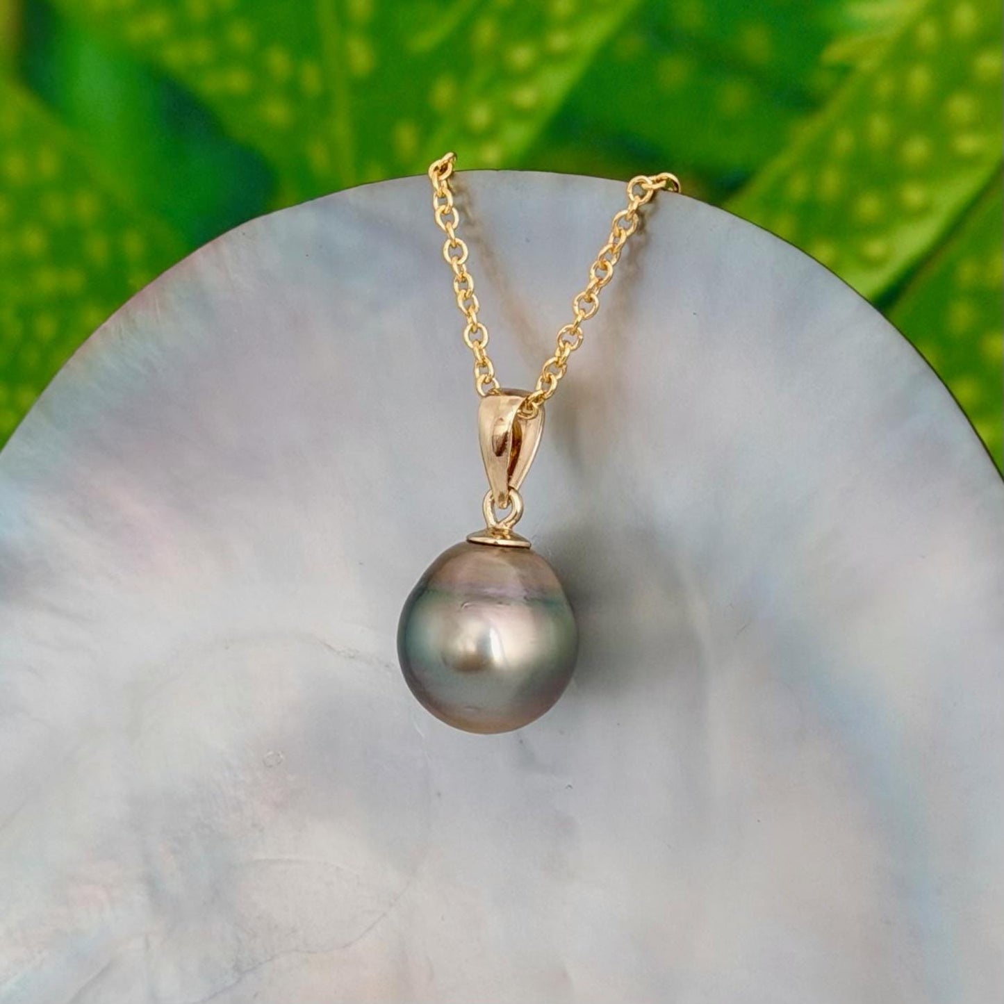Tahitian Pearl Pendant • 11.2mm Golden Peacock • 14k Gold Vermeil • Minimalist Necklace