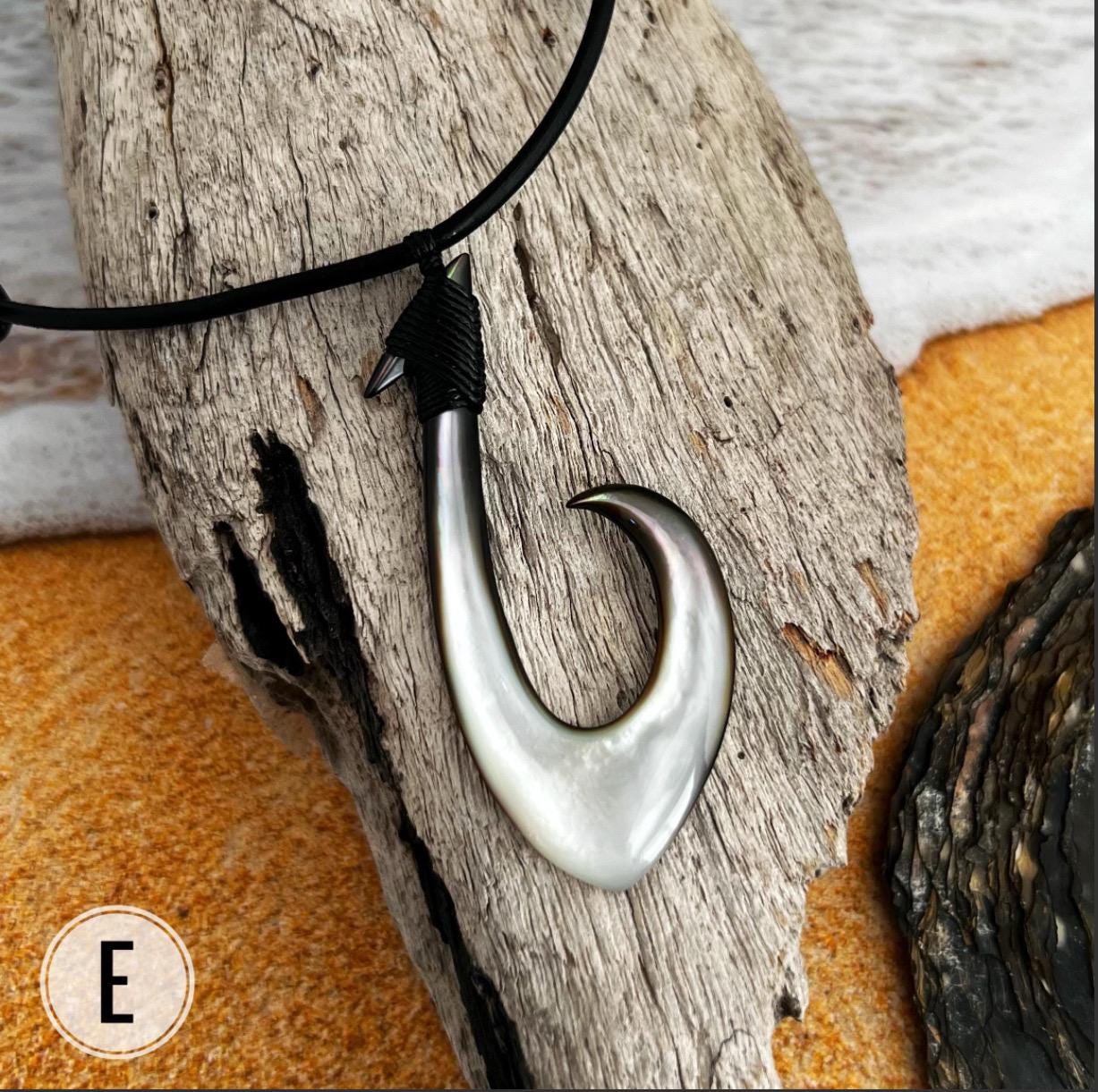 Hawaiian fishhook necklace handmade with Mother of pearl shell