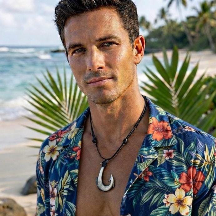 Hawaiian fishhook necklace handmade with Mother of pearl shell