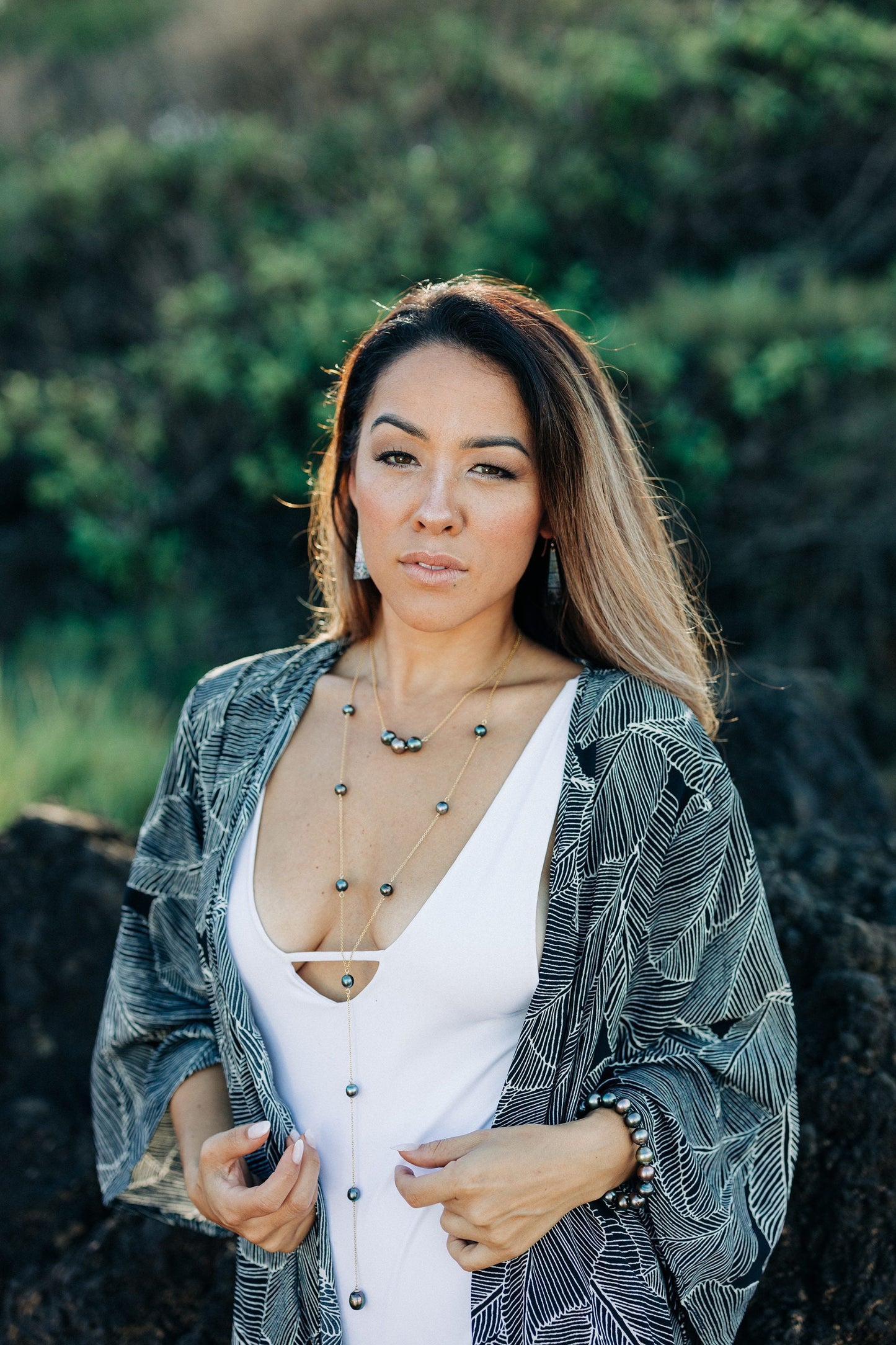Tahitian Pearl Lariat Necklace: 14k Gold-Filled or Sterling Silver