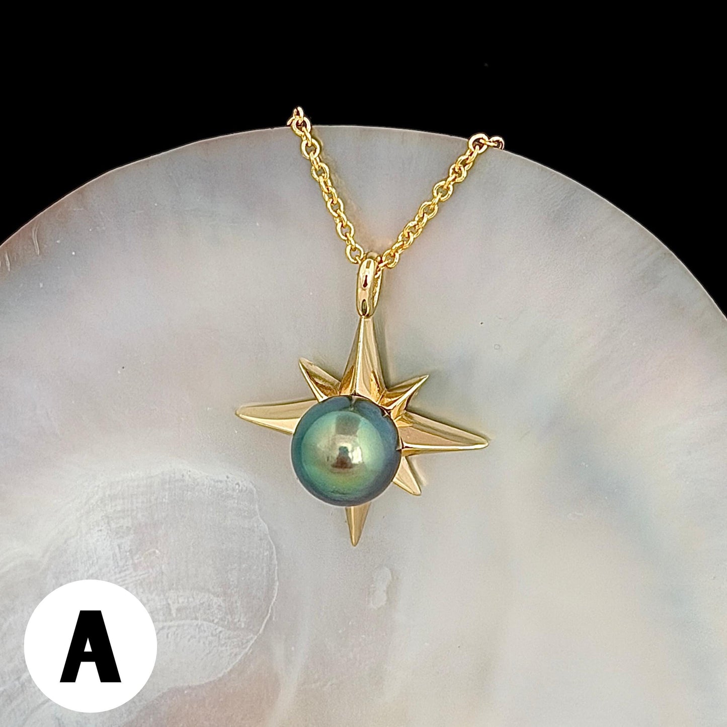 Tahitian Pearl Star Necklace: 14k Gold Vermeil Pendant, Handmade Hawaiian Jewelry