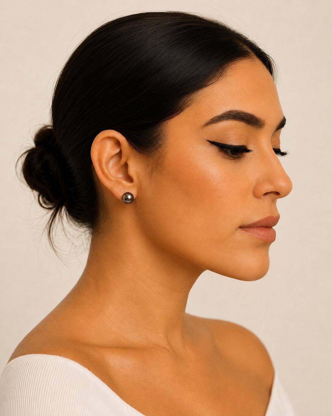 Tahitian pearl stud earrings • classic everyday jewelry • gold vermeil and sterling silver